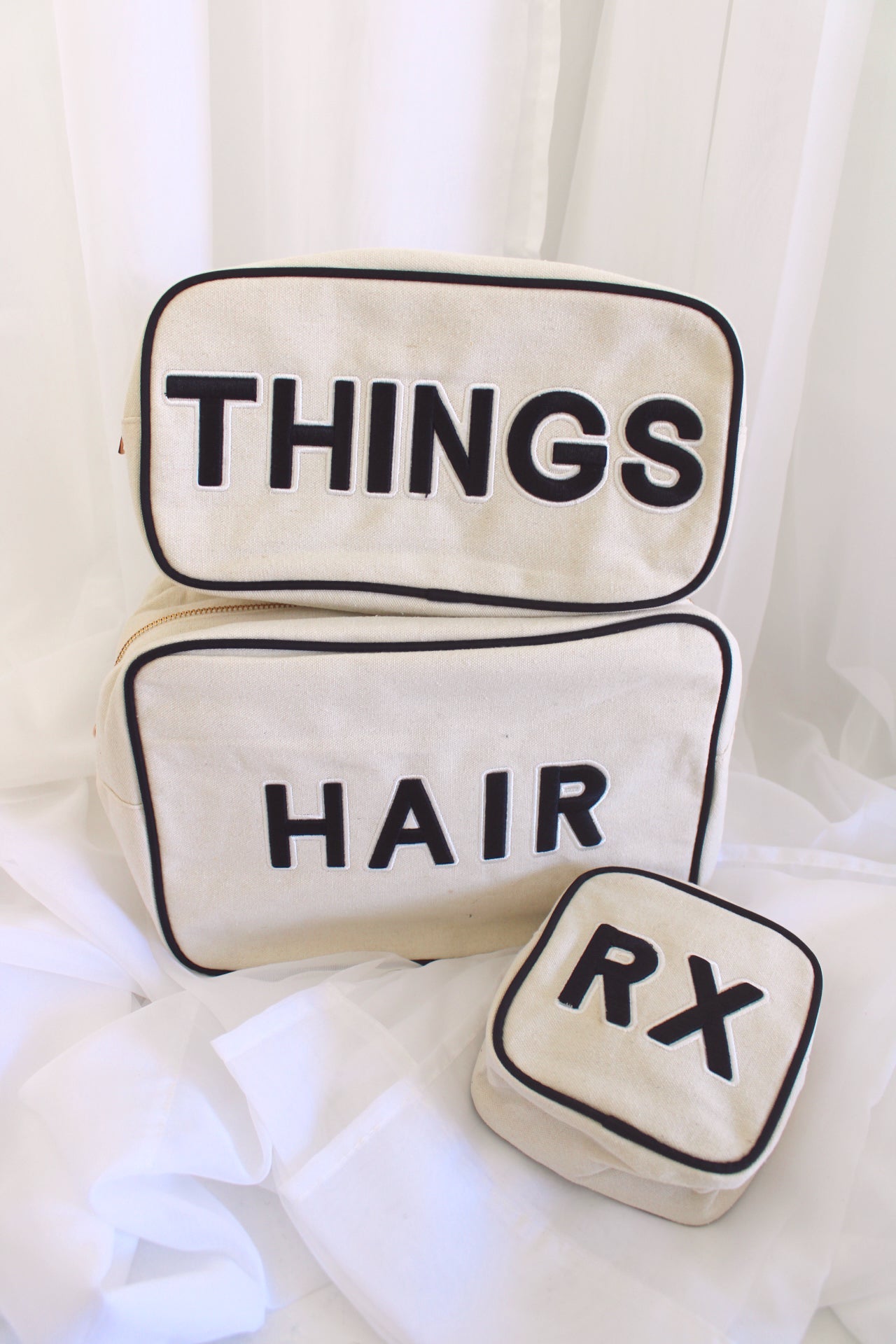 Makeup Bag Hair Canvas XL Bag - Black Trim