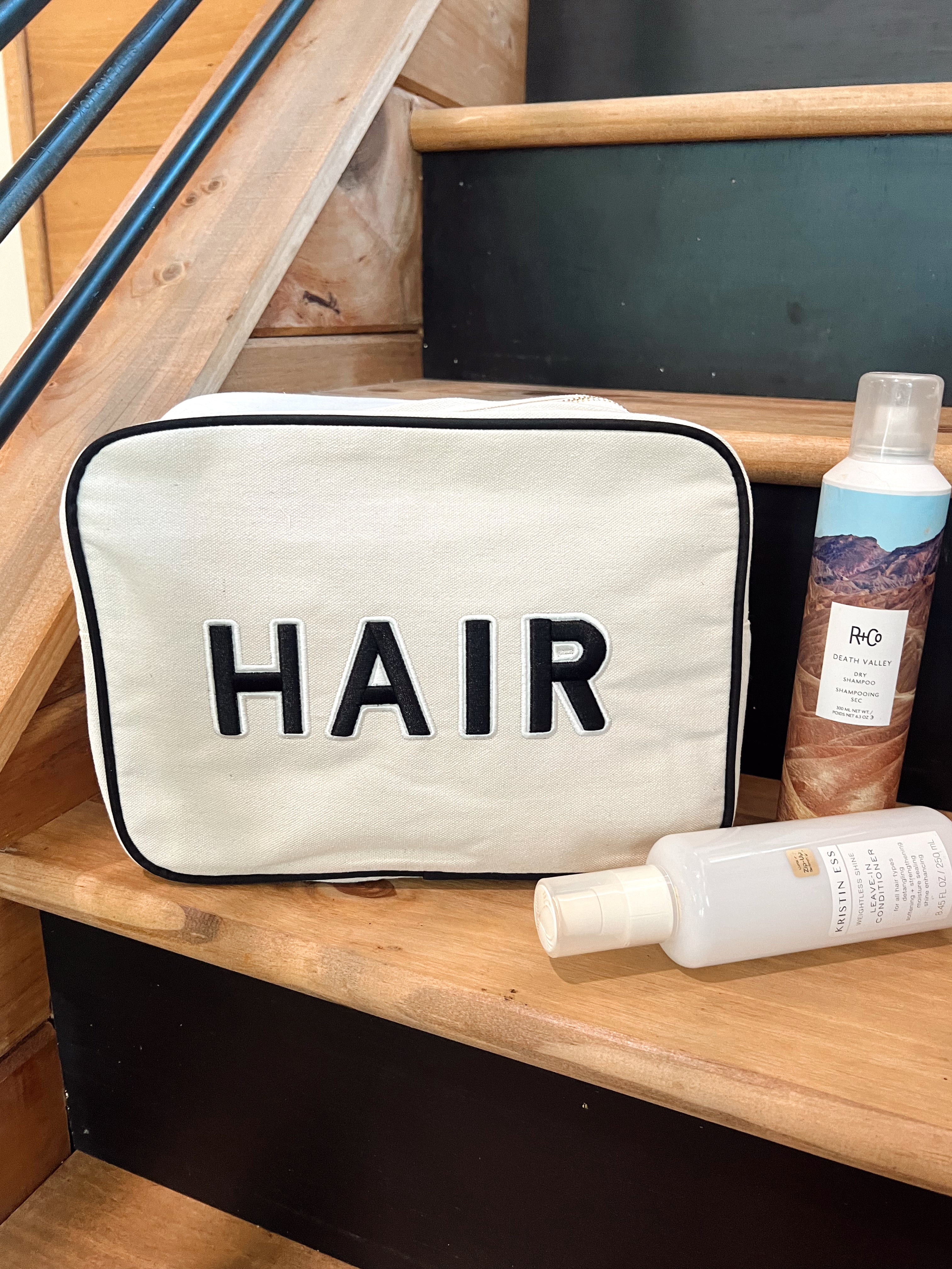 Makeup Bag Hair Canvas XL Bag - Black Trim