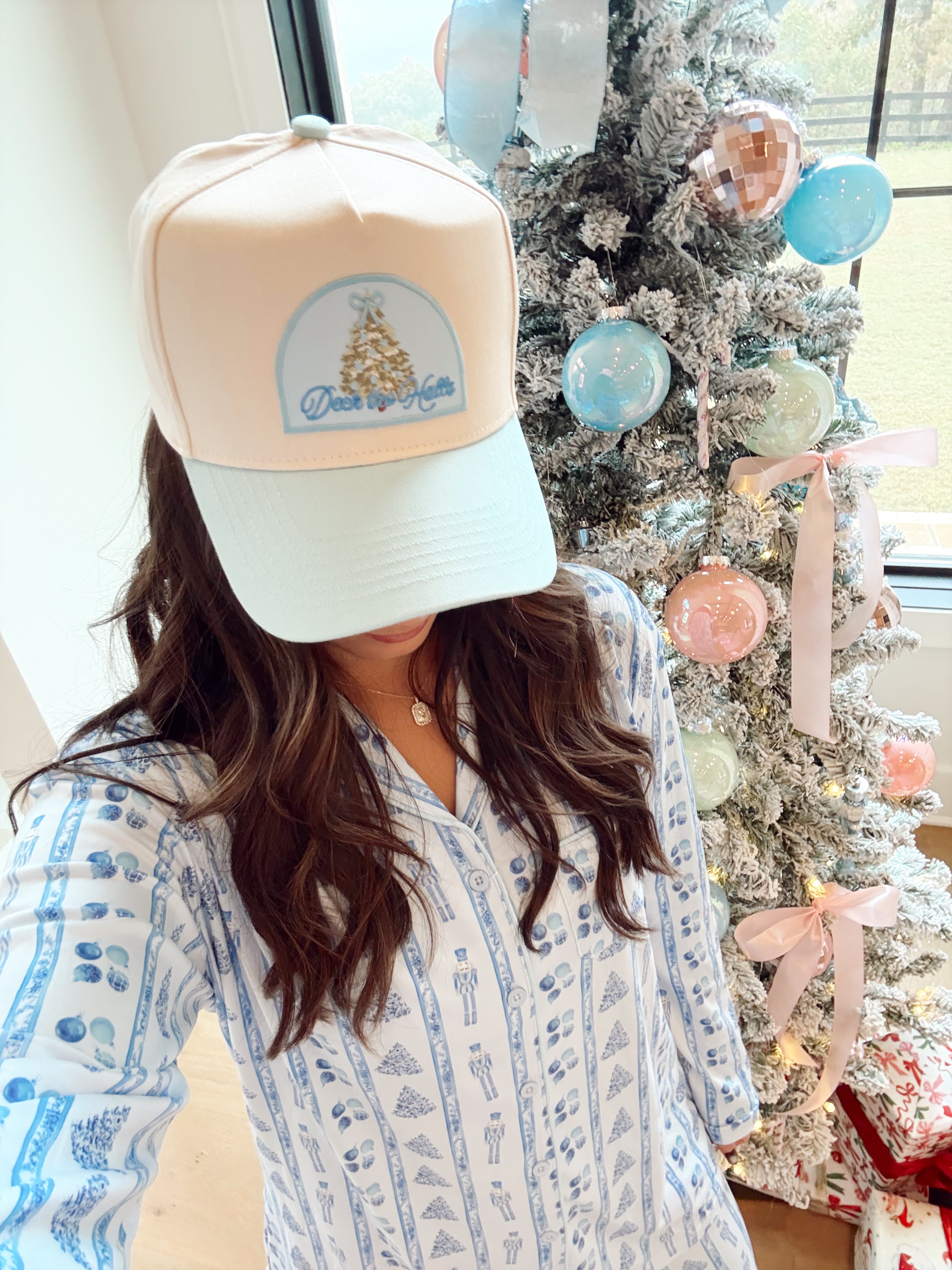 Hat Deck the Halls - Baby Blue Vintage Trucker Hat