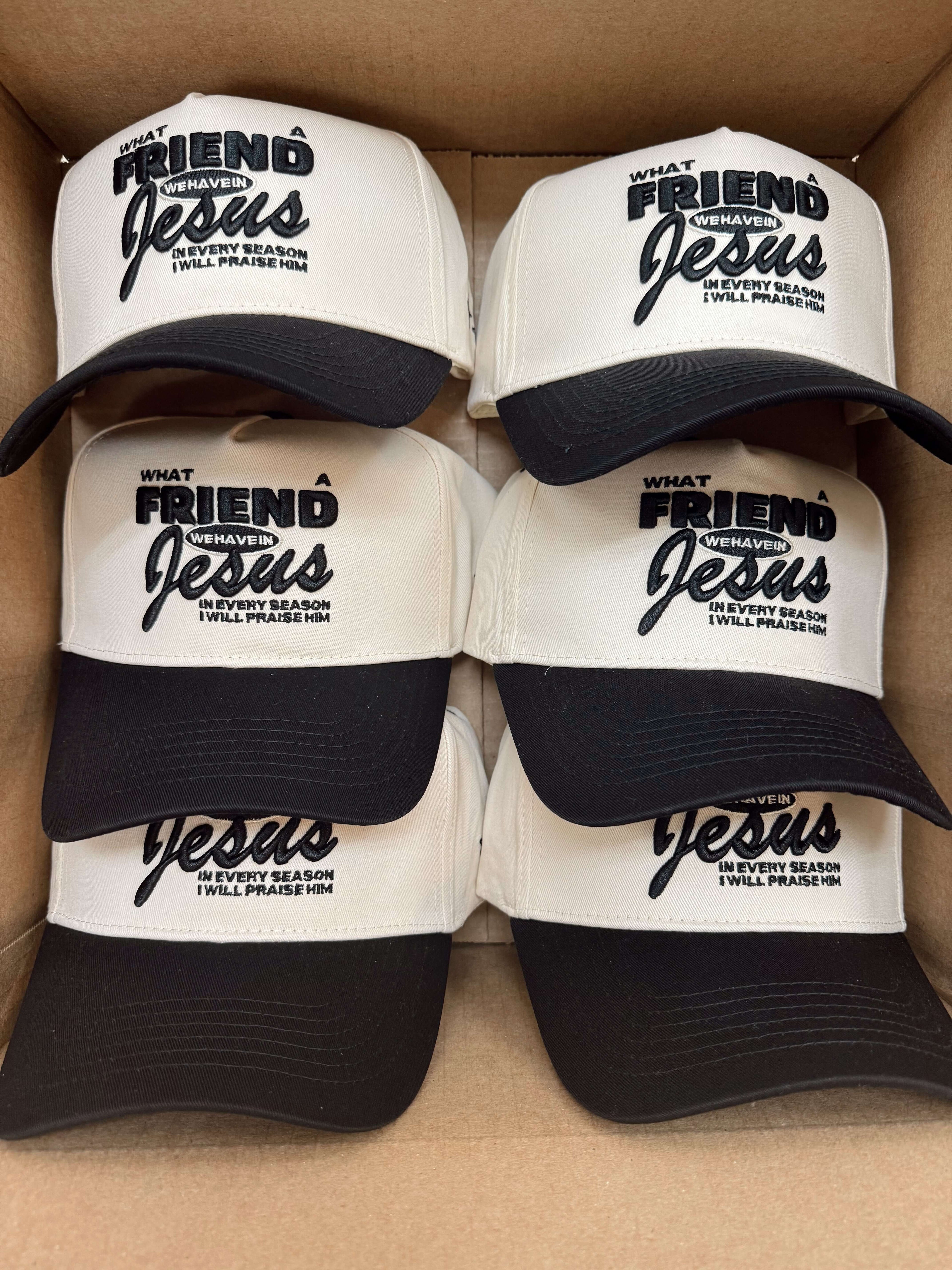 Hat Friend in Jesus - Black Vintage Trucker Hat