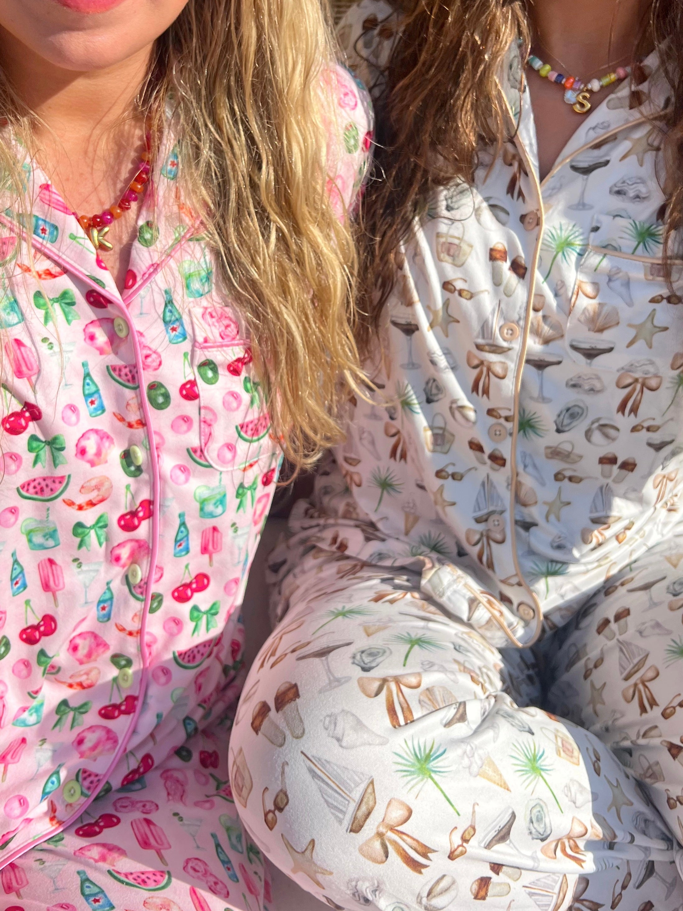 Pajamas Neutral Coastal Cocktail - Short Sleeve + Pant Pajama Set