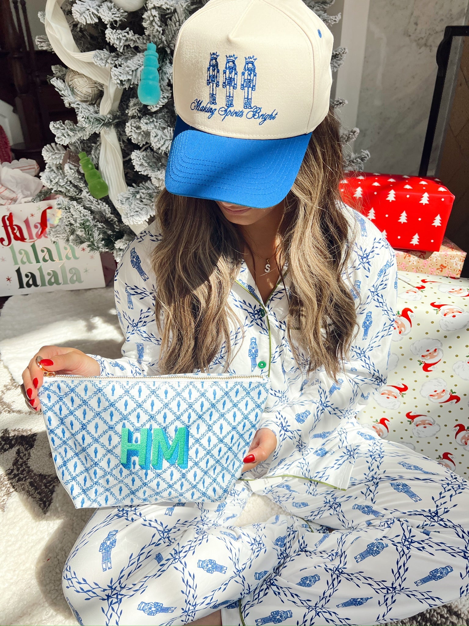 Blue Nutcracker Pajama Long Set