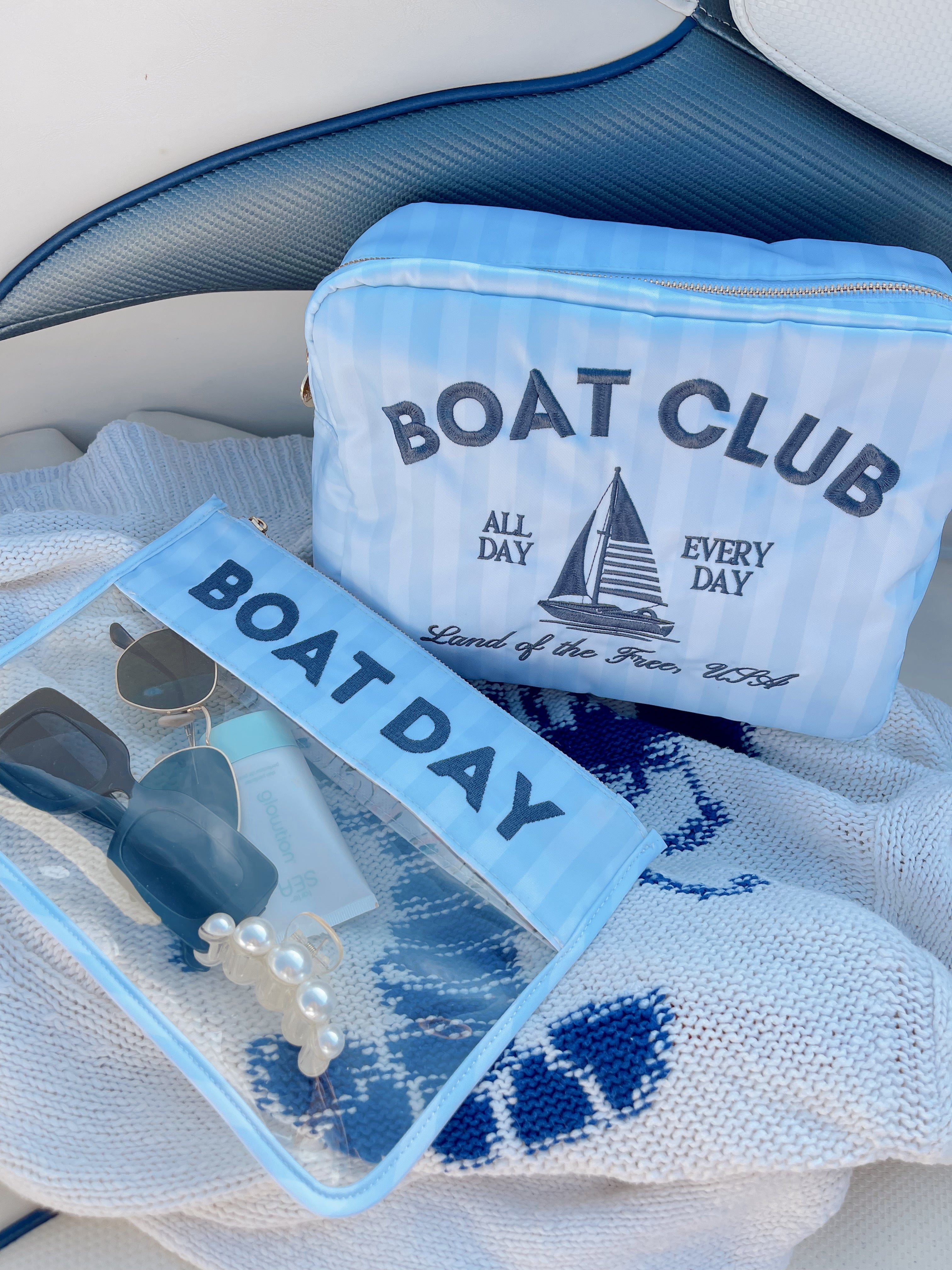 Makeup Bag Boat Club - Blue Stripes XL Bag