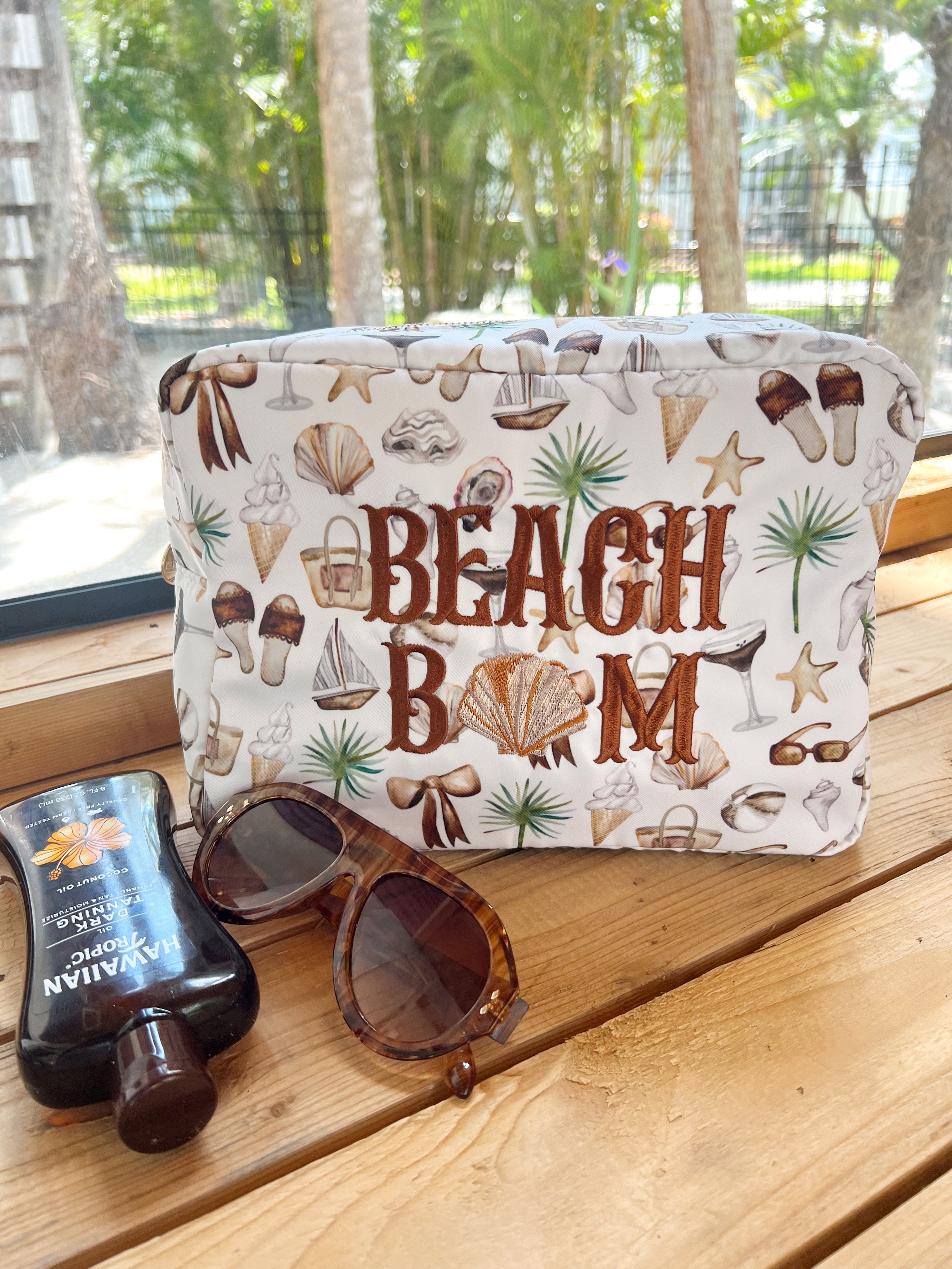 Makeup Bag Beach Bum - Neutral Coastal Cocktail XL Bag