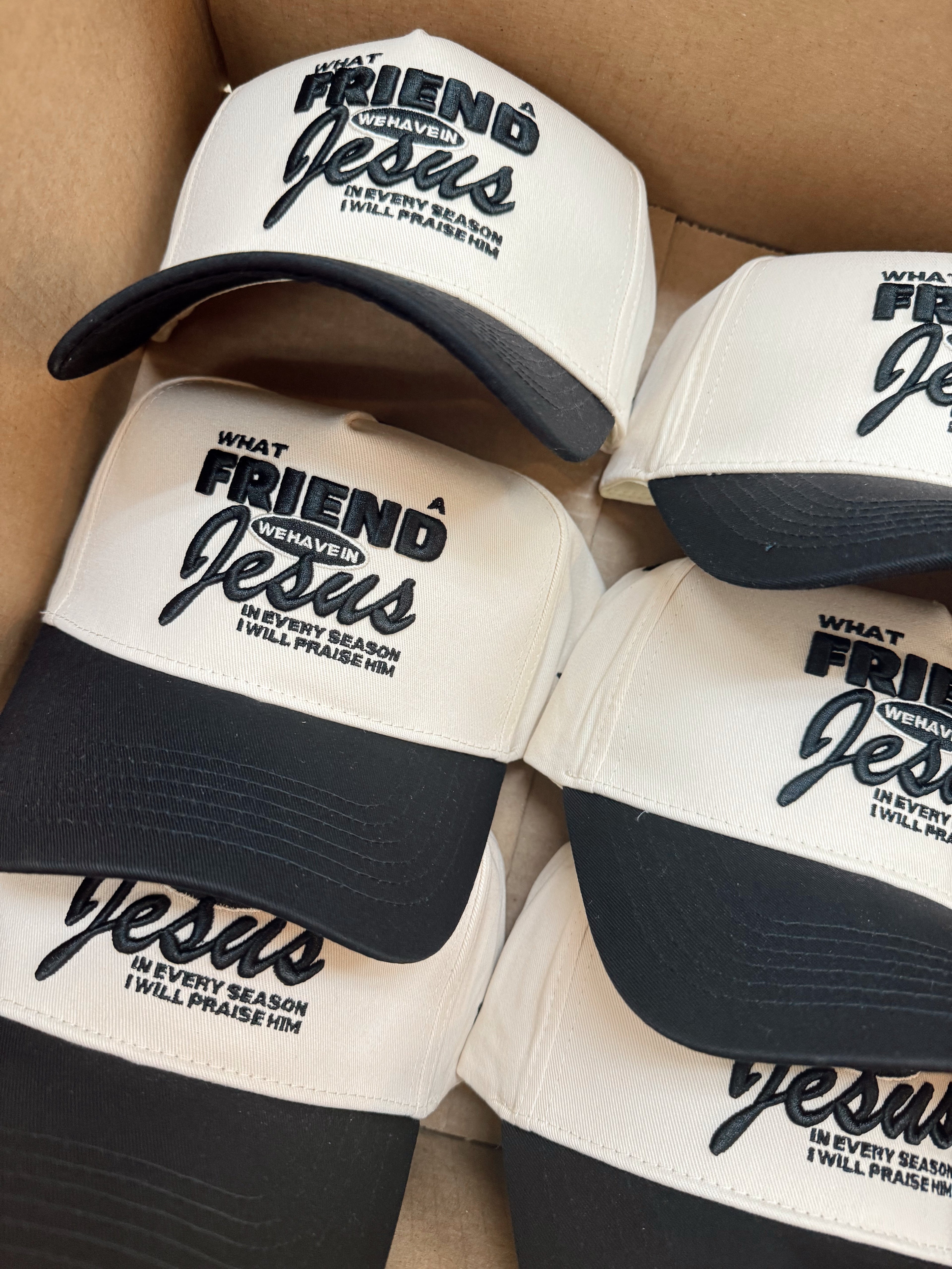 Hat Friend in Jesus - Black Vintage Trucker Hat