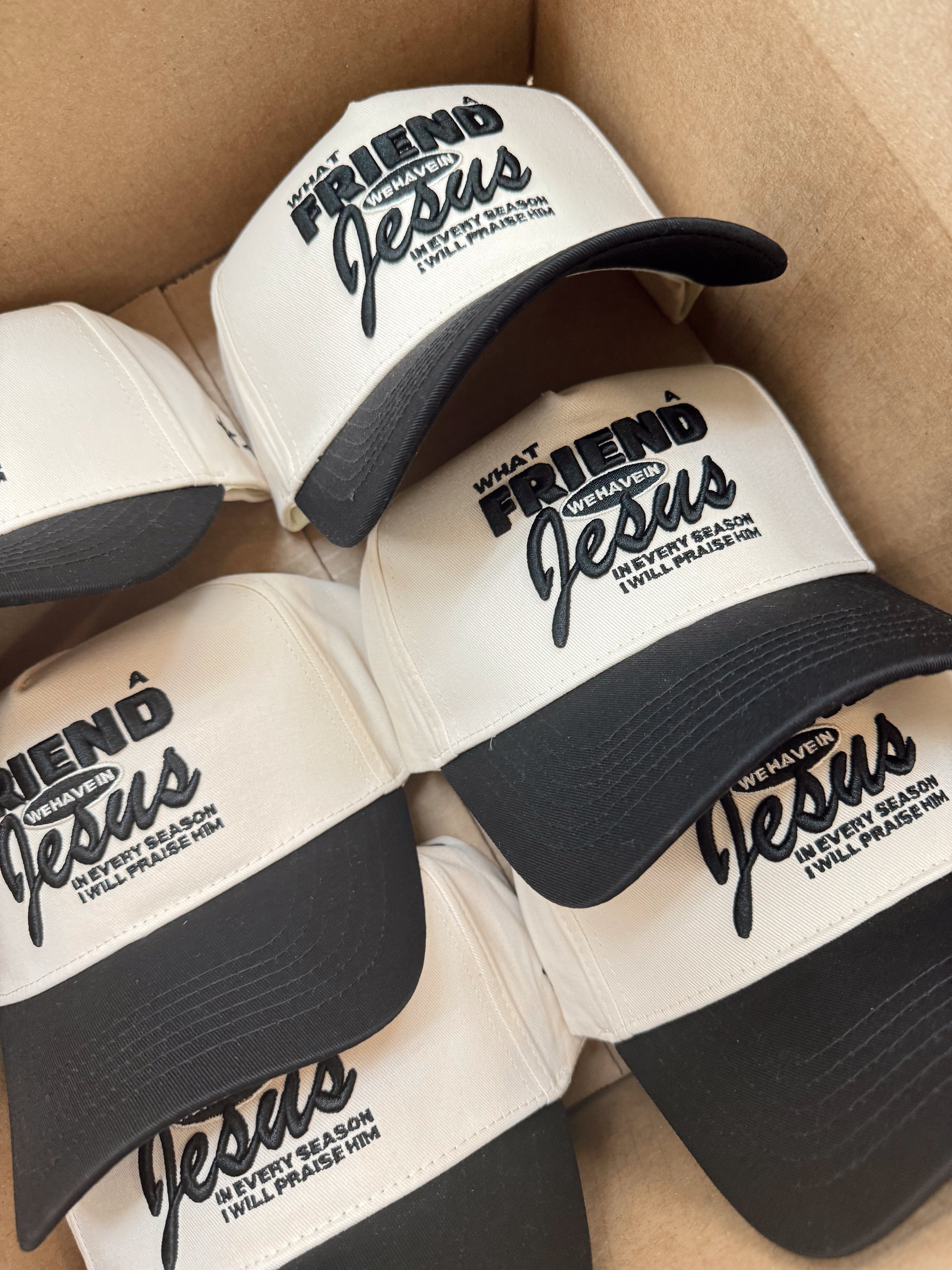 Hat Friend in Jesus - Black Vintage Trucker Hat