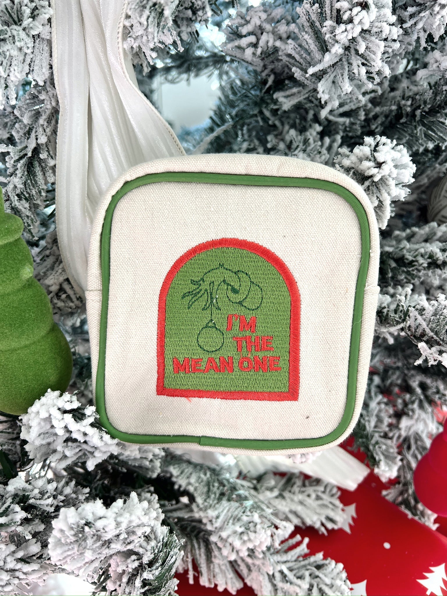 Makeup Bag Im The Mean One - Green Canvas Mini