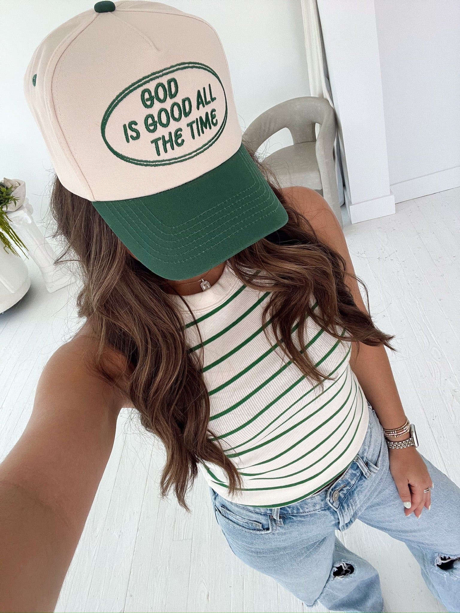 Hat God is Good - Green Vintage Trucker Hat