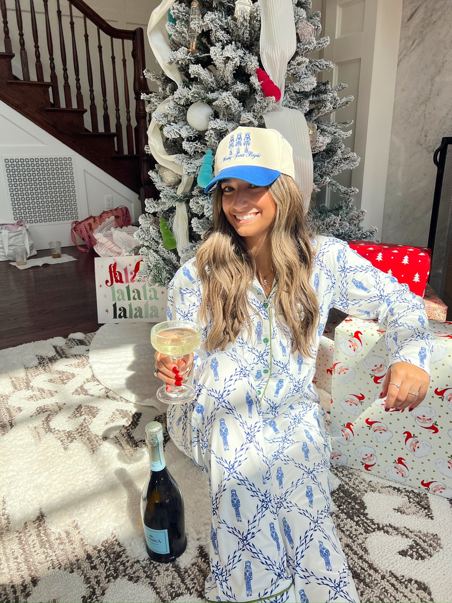 Blue Nutcracker Pajama Long Set