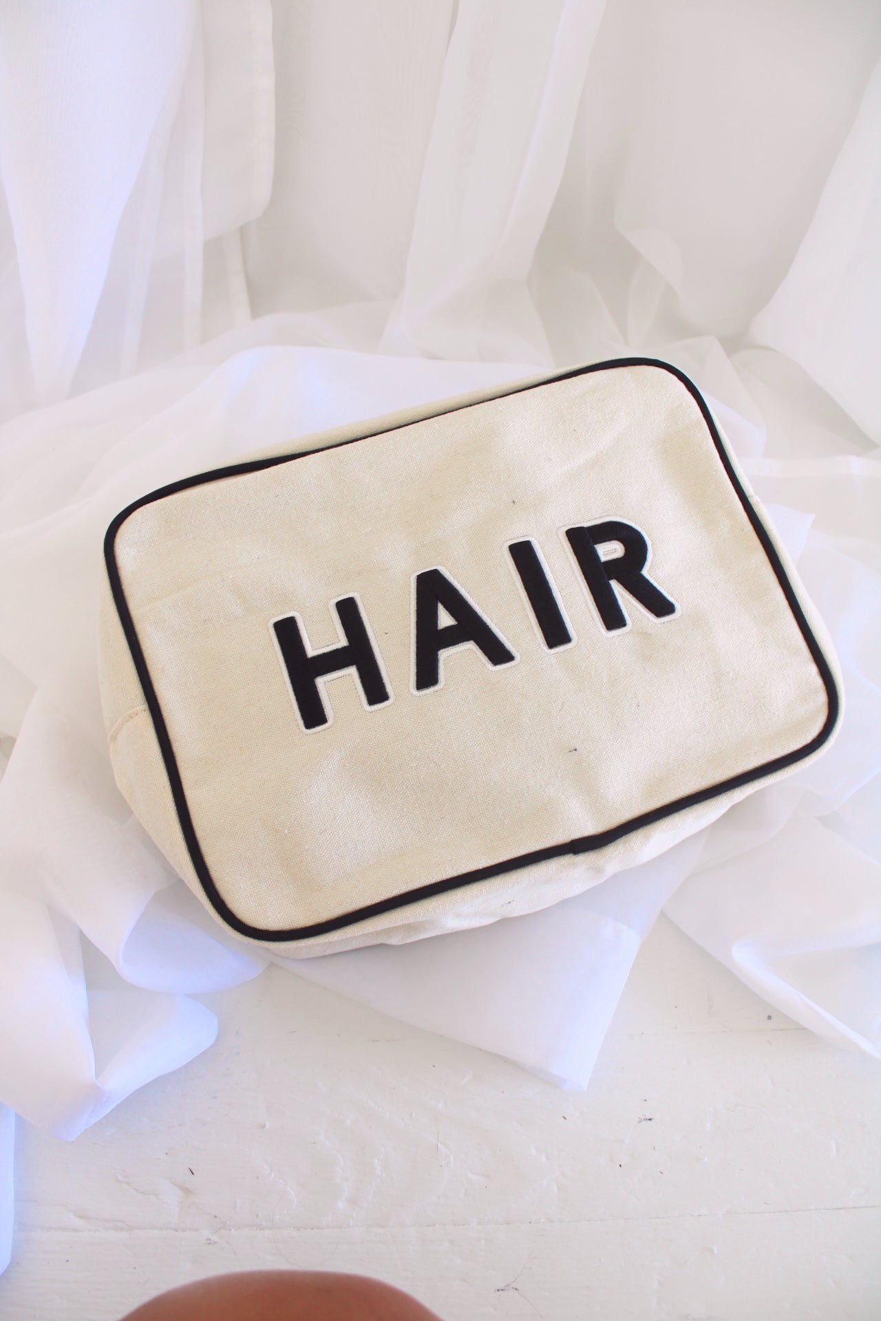 Makeup Bag Hair Canvas XL Bag - Black Trim