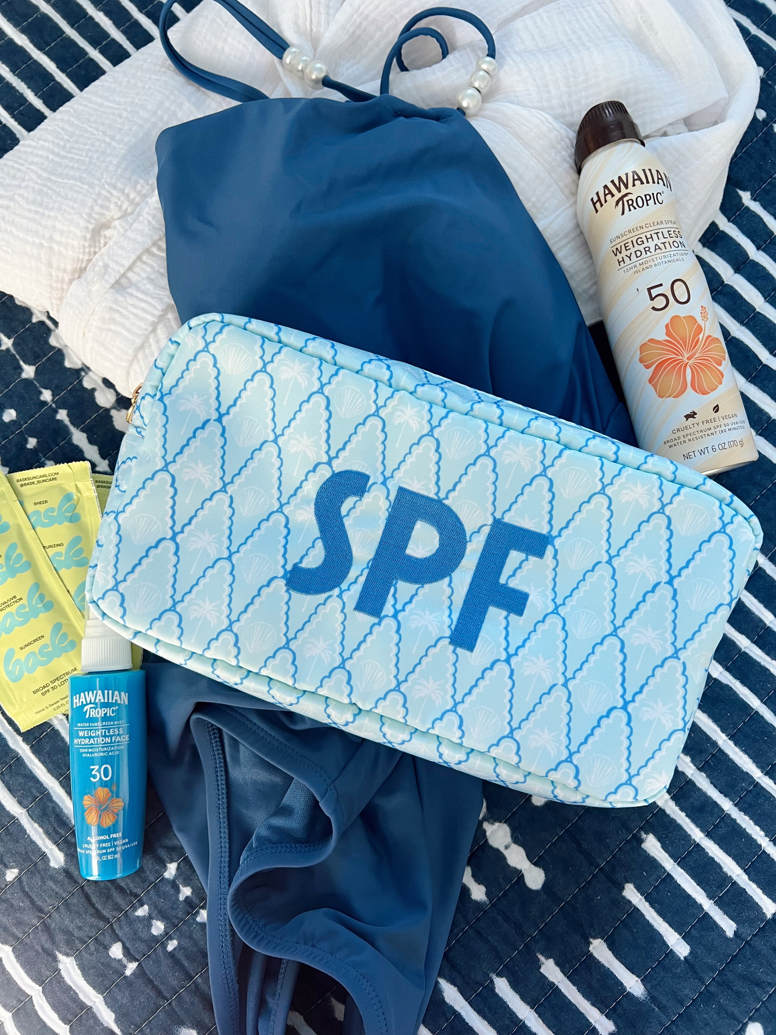 Makeup Bag SPF - Blue Palms Large Bag