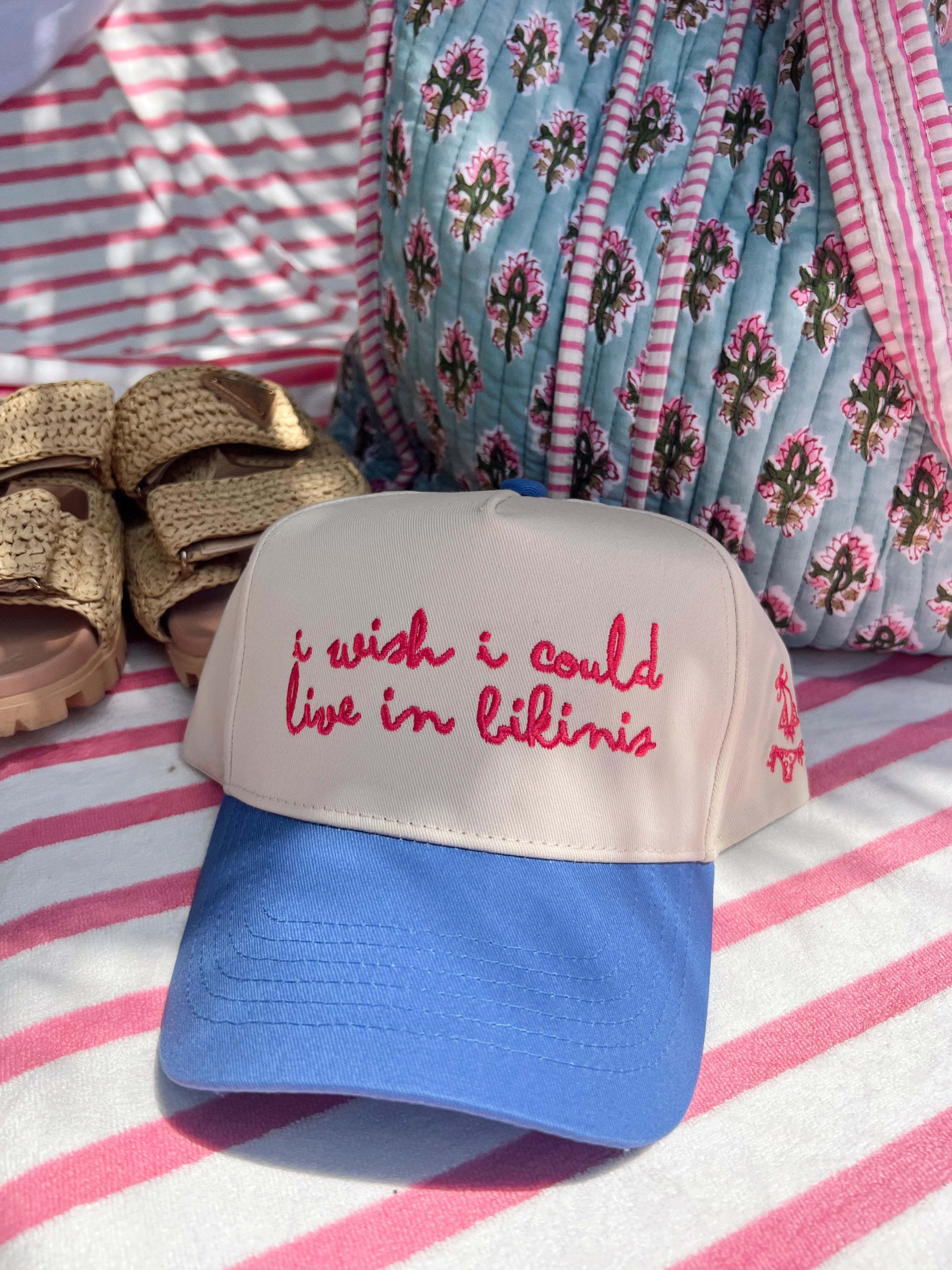 Hat I Wish I Could Live in Bikinis - Periwinkle Vintage Trucker Hat