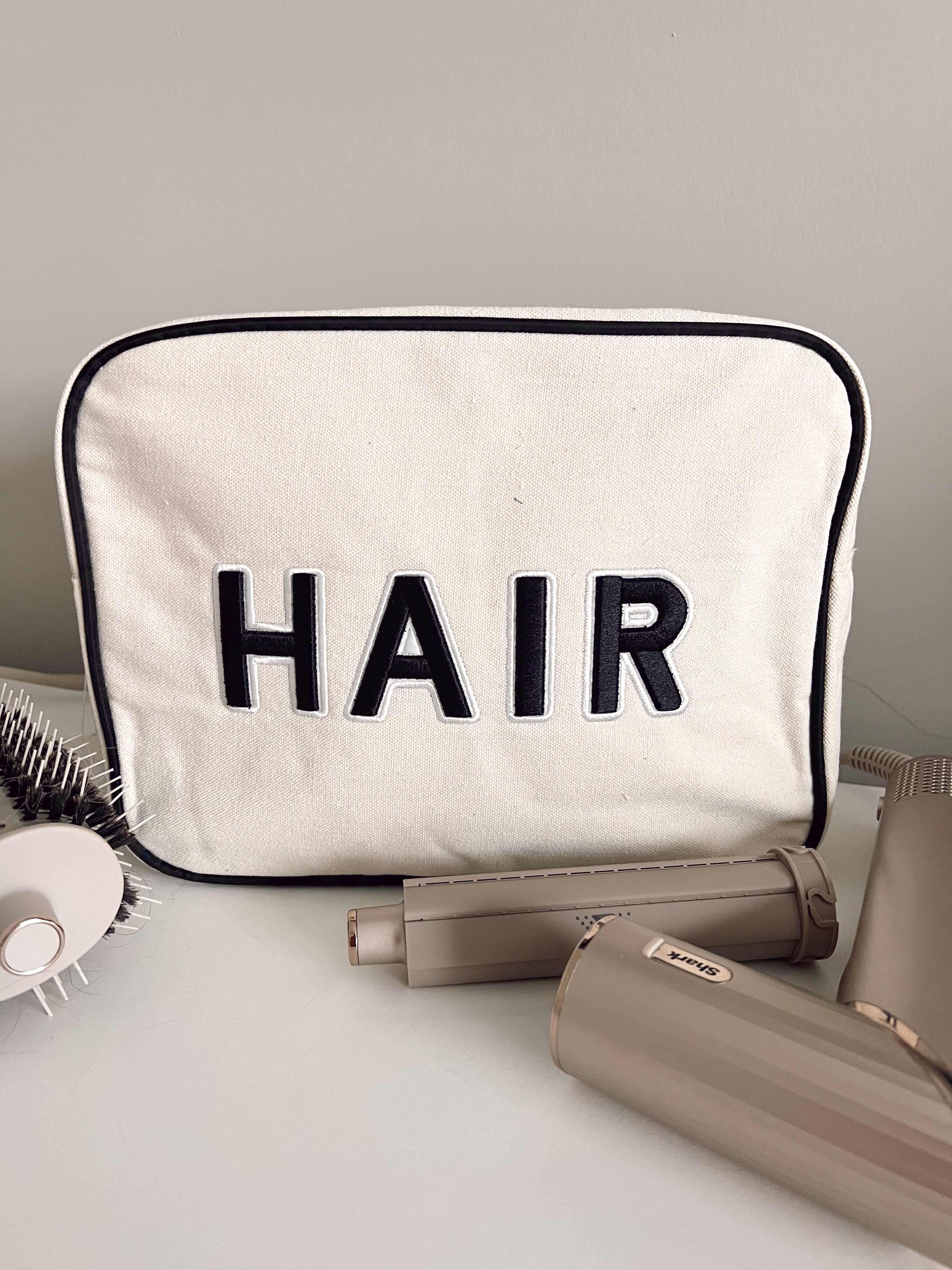 Makeup Bag Hair Canvas XL Bag - Black Trim
