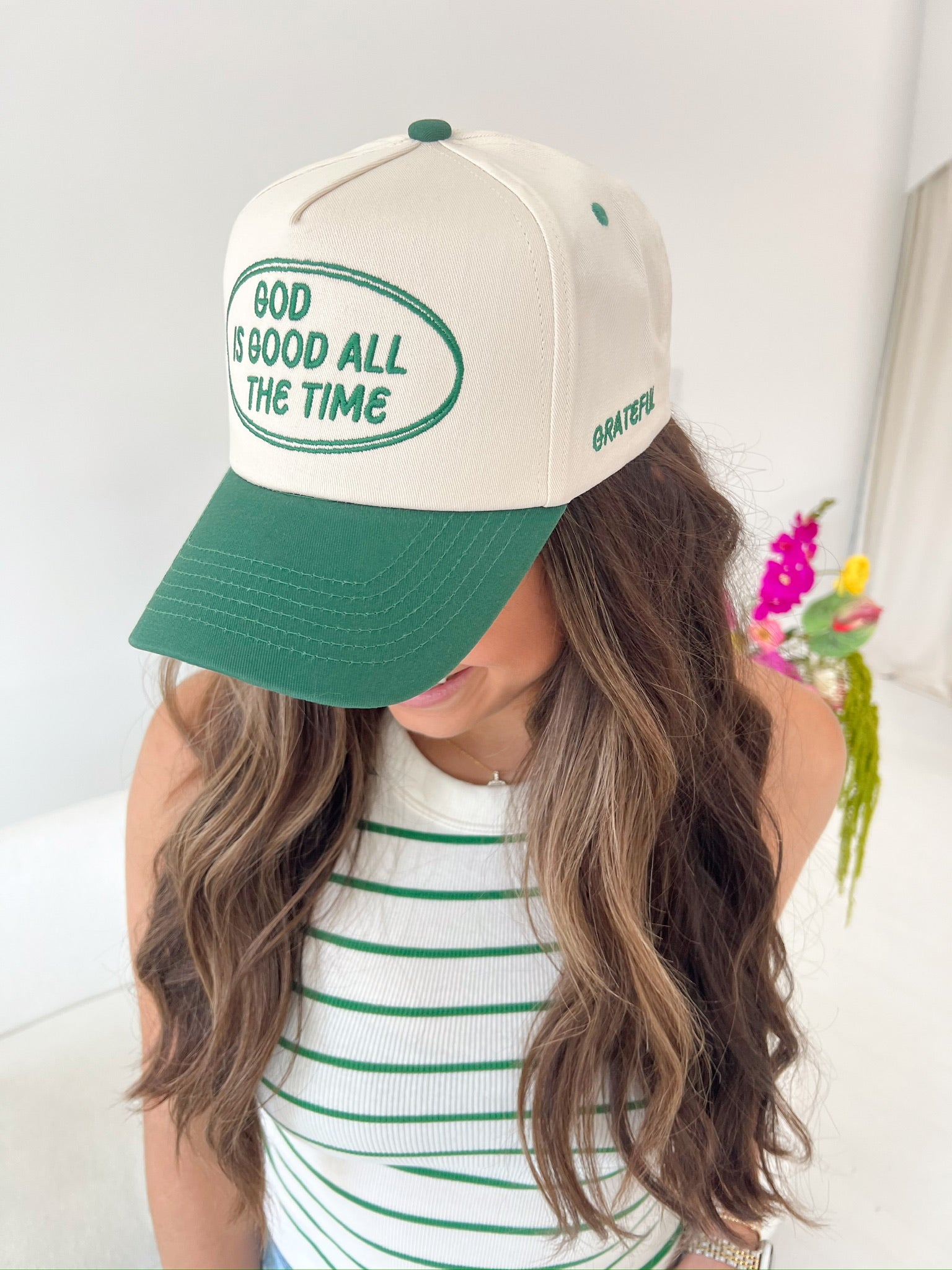 Hat God is Good - Green Vintage Trucker Hat