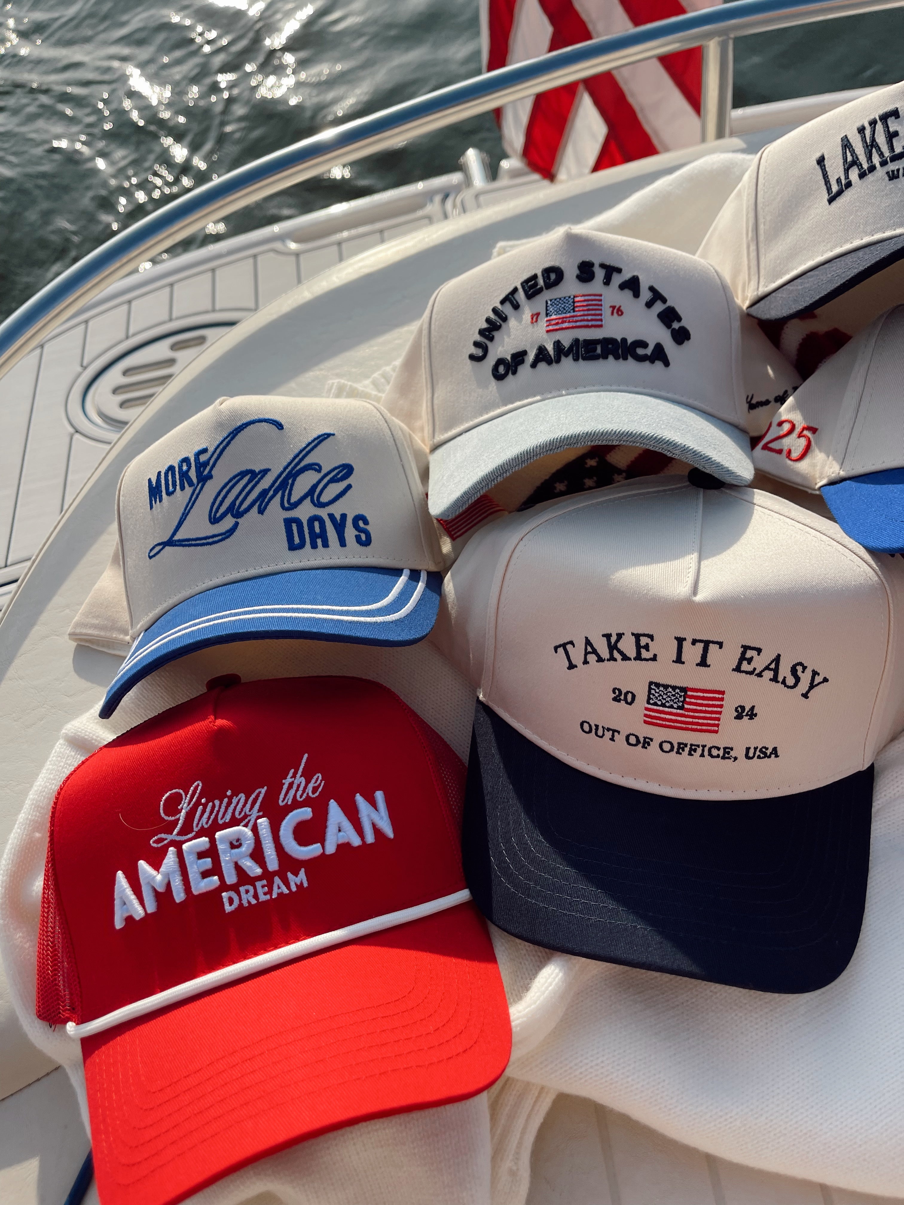 Hat Living the American Dream - Red and Navy Vintage Trucker Hat