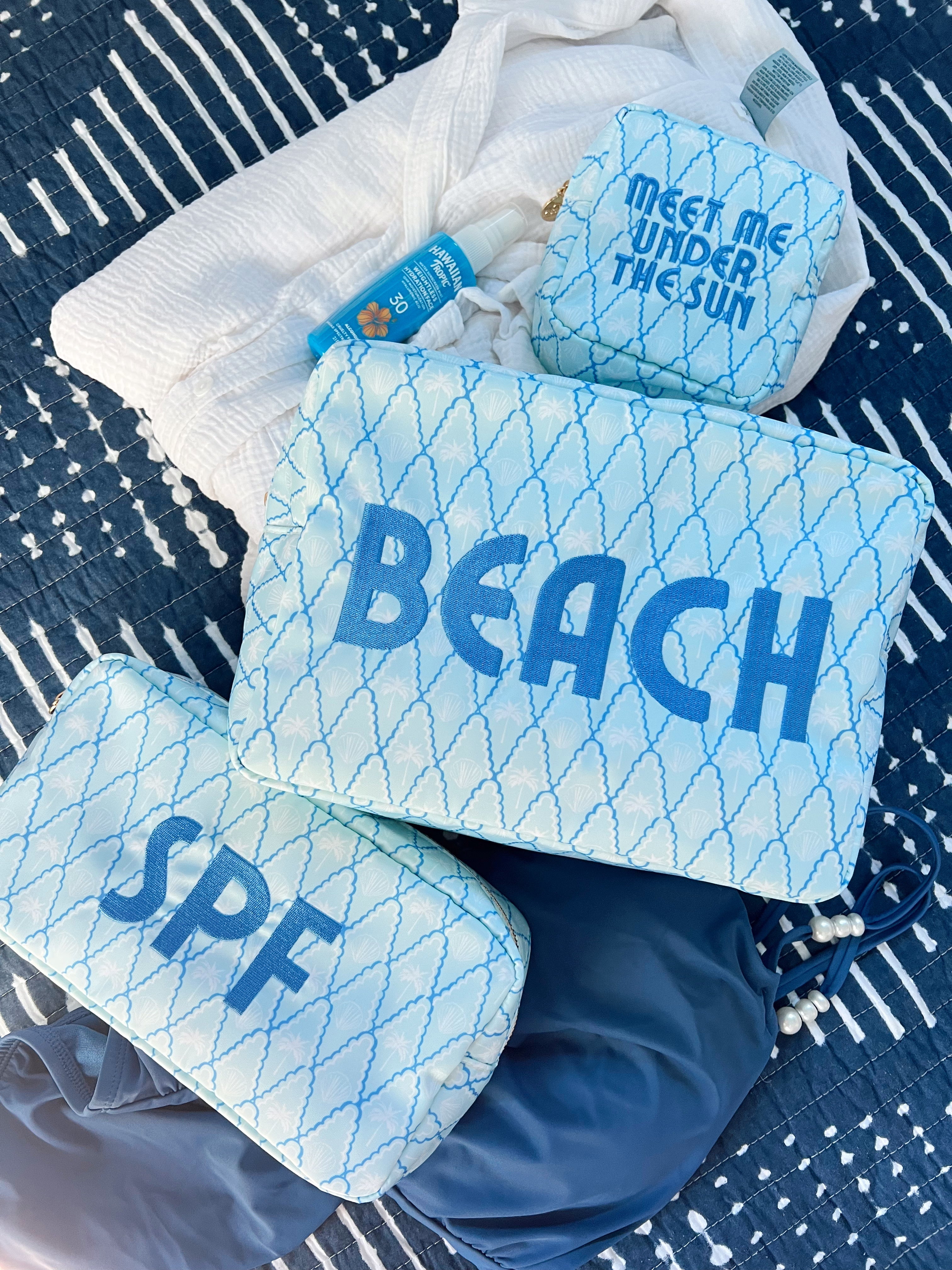 Makeup Bag SPF - Blue Palms Large Bag