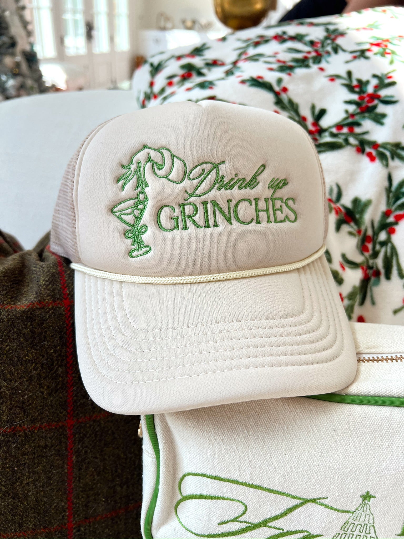 Hat Drink Up Grinches - Tan Foam Trucker Hat