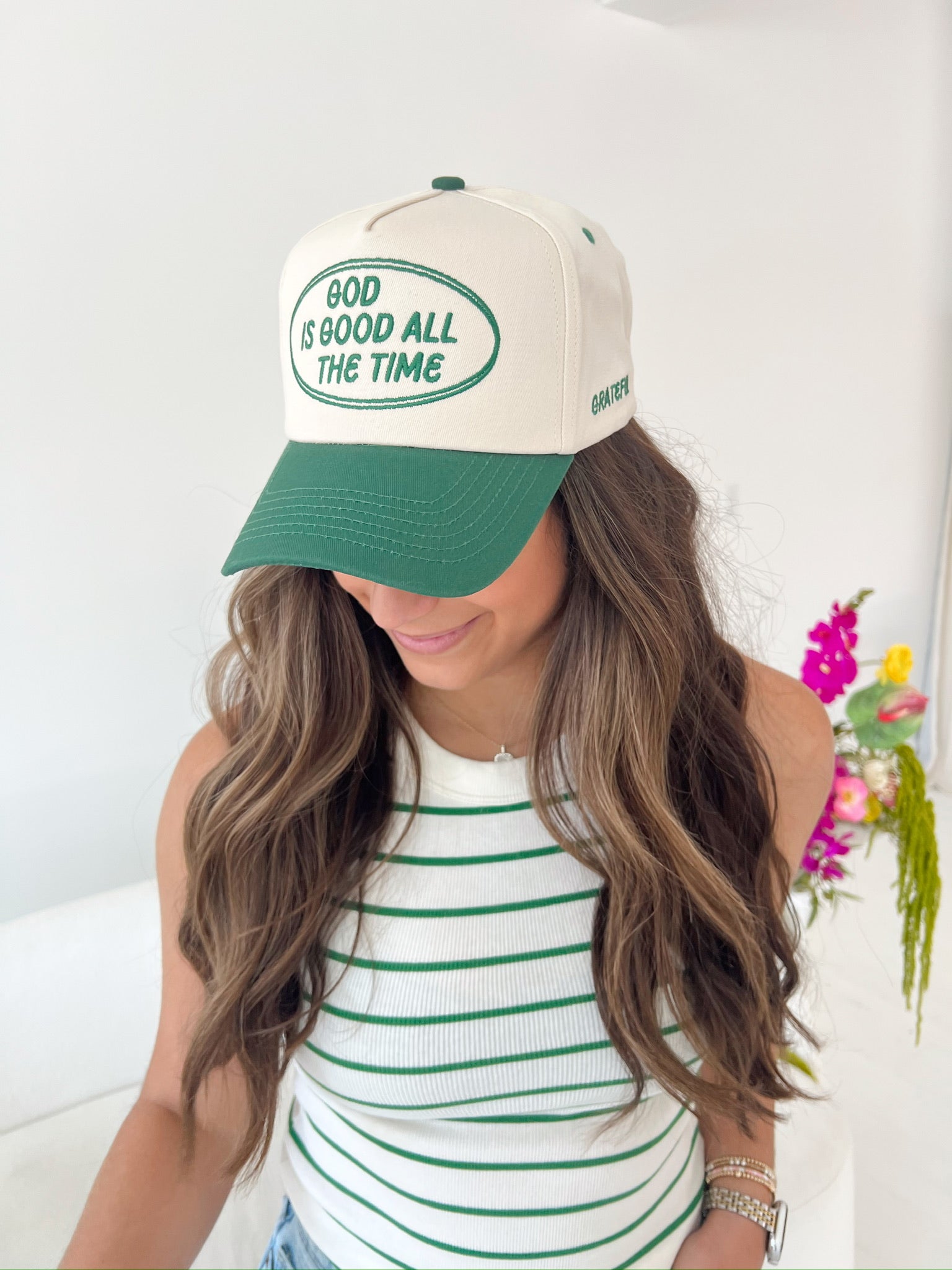 Hat God is Good - Green Vintage Trucker Hat