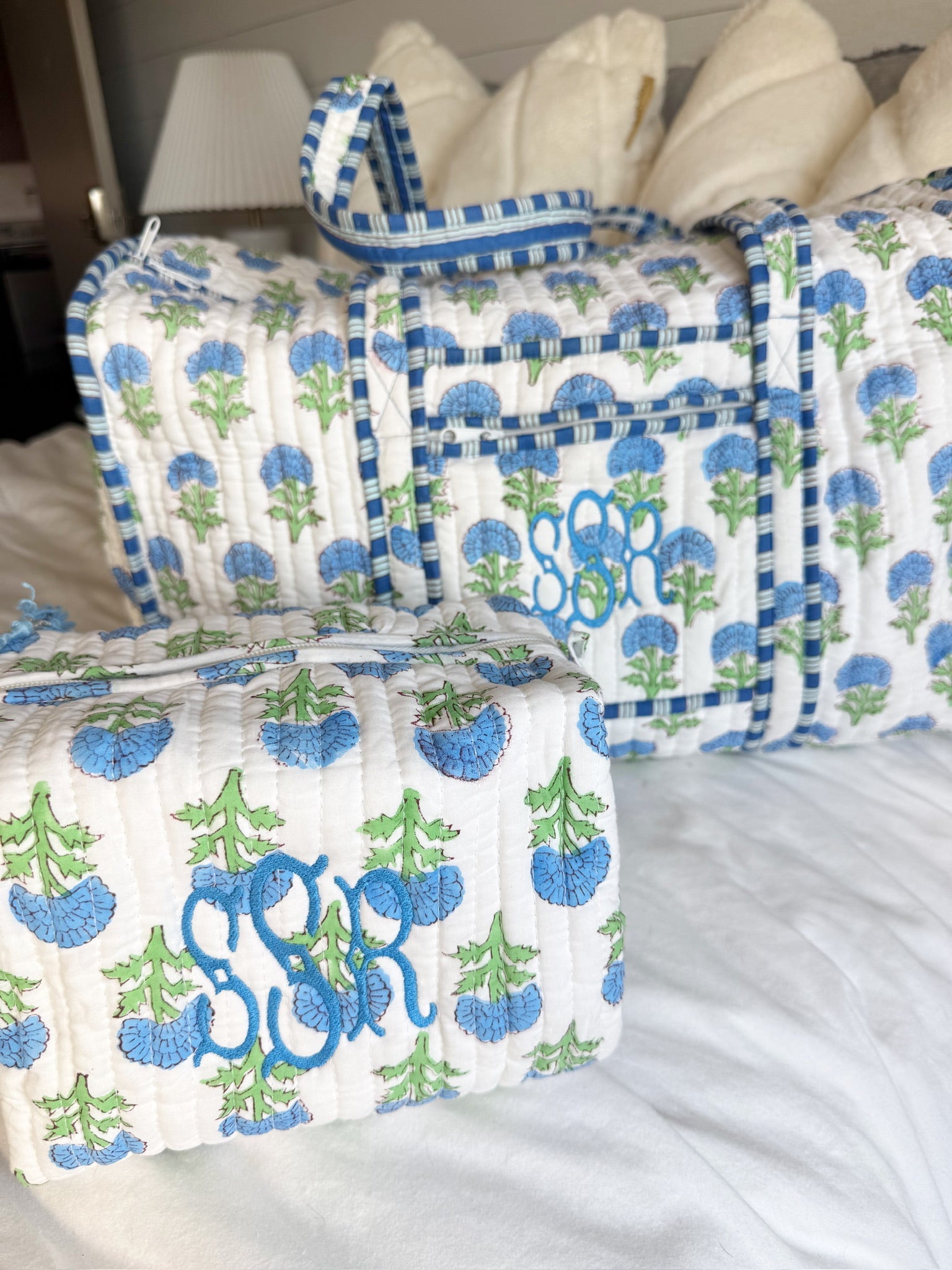 Quilted Block-Print Duffel Bag