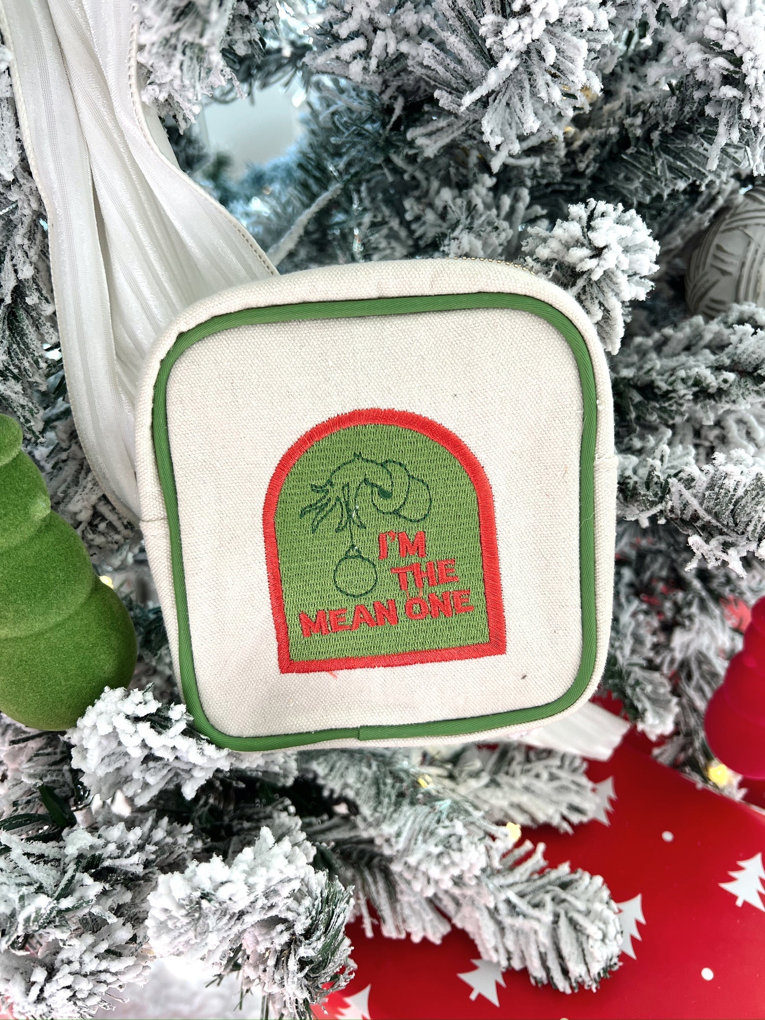 Makeup Bag Im The Mean One - Green Canvas Mini