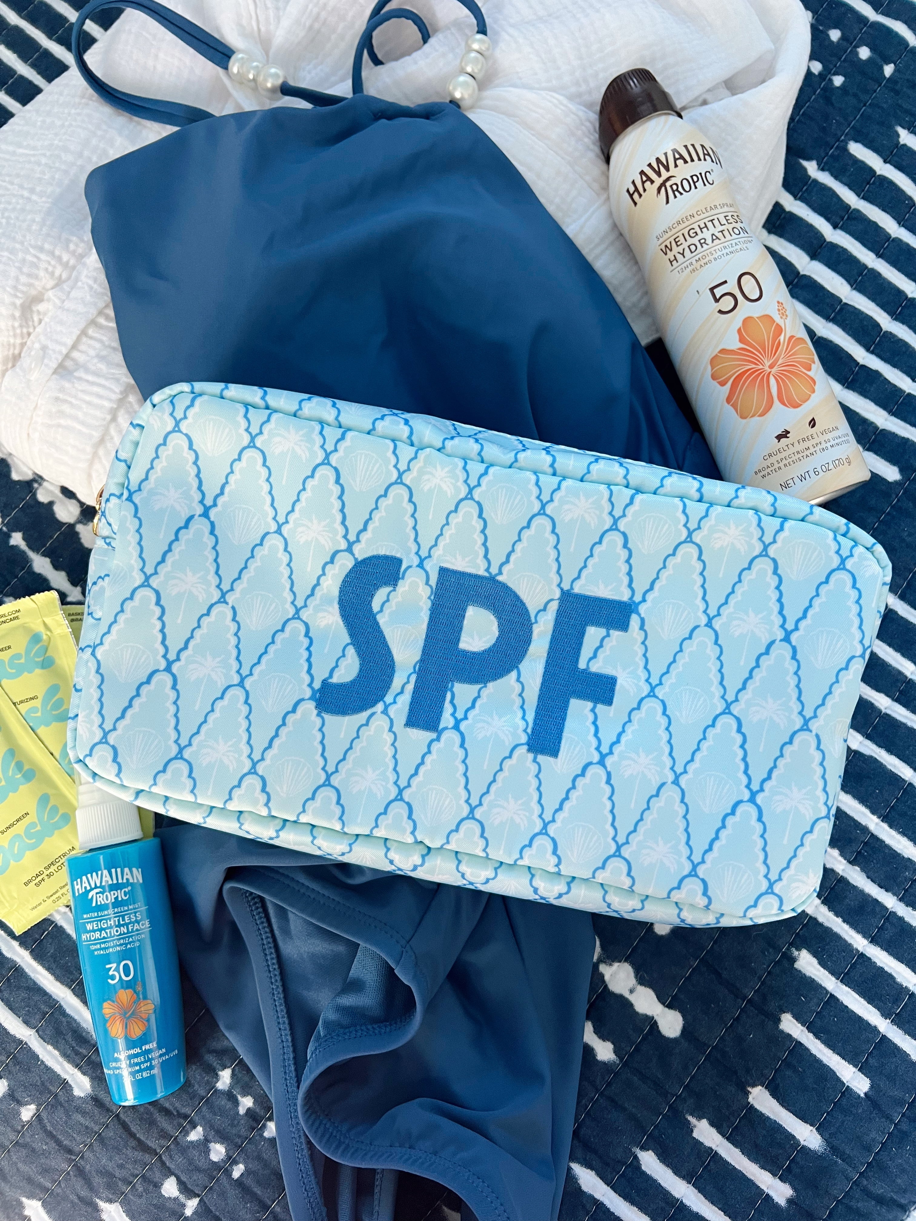 Makeup Bag SPF - Blue Palms Large Bag
