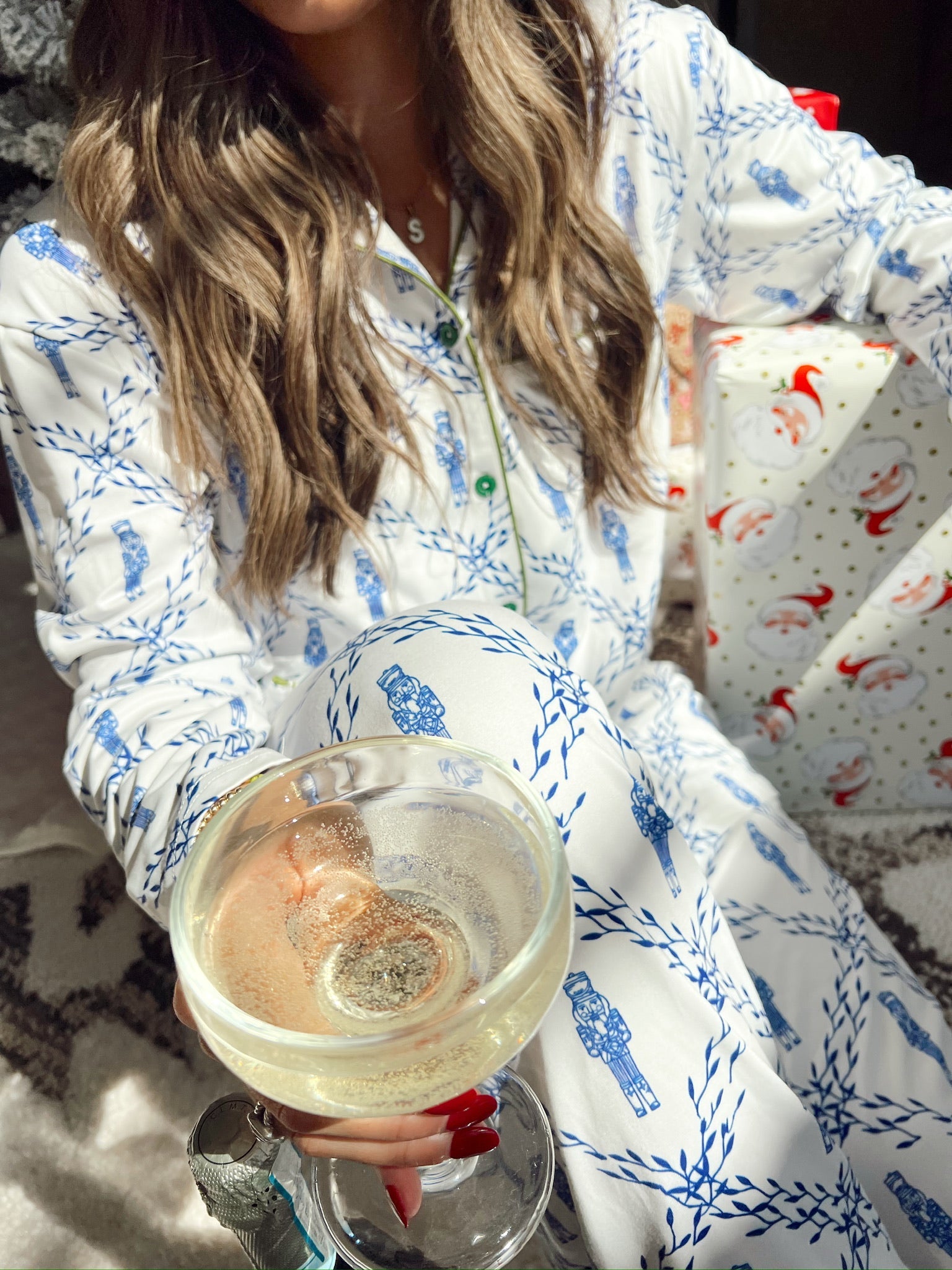 Blue Nutcracker Pajama Long Set