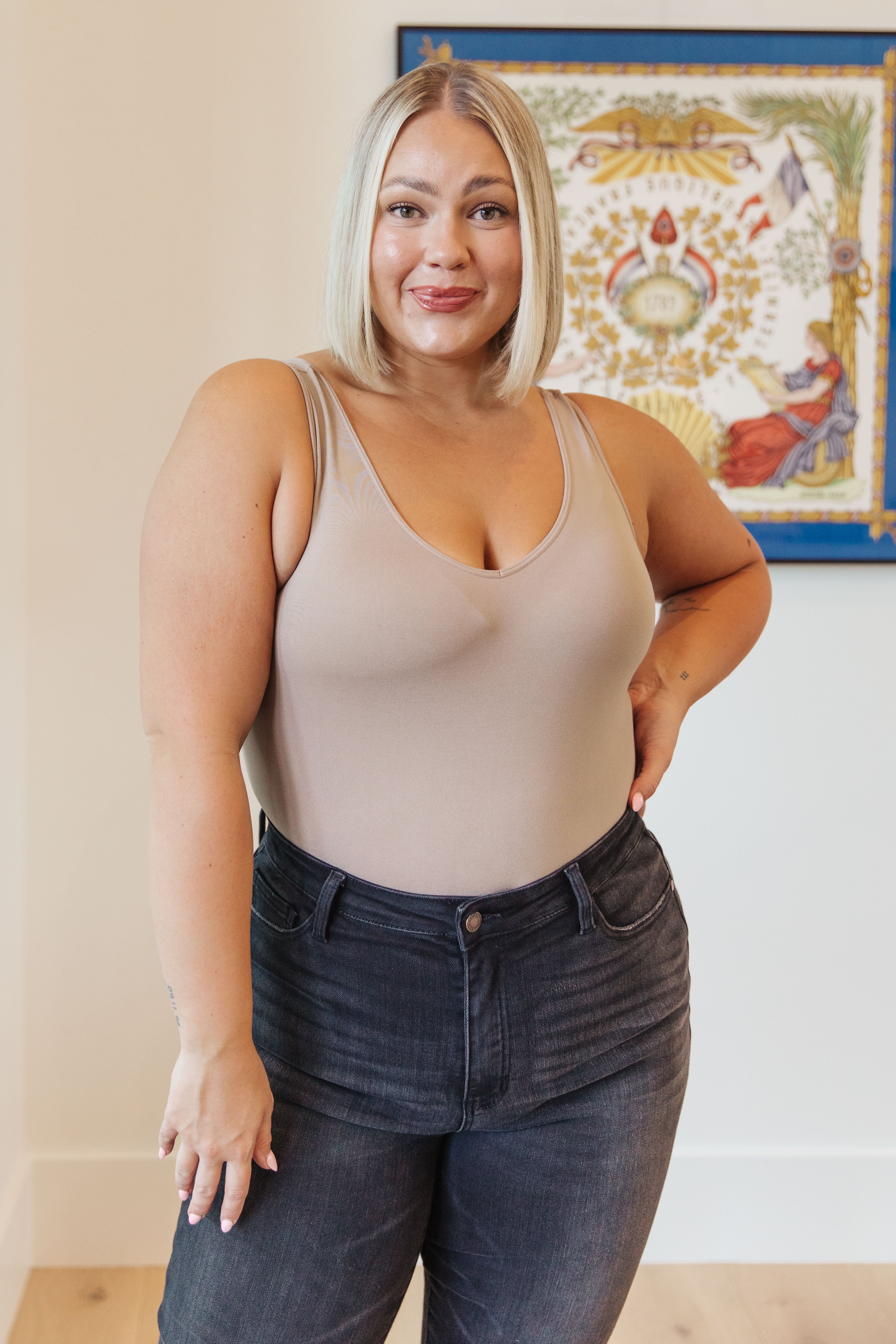 Womens The Basics Bodysuit In Light Mocha