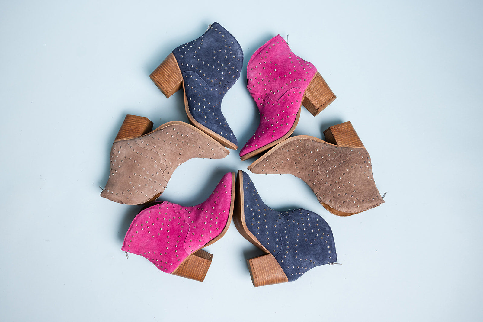 Shoes Twilight Studded Heeled Ankle Boot in Taupe