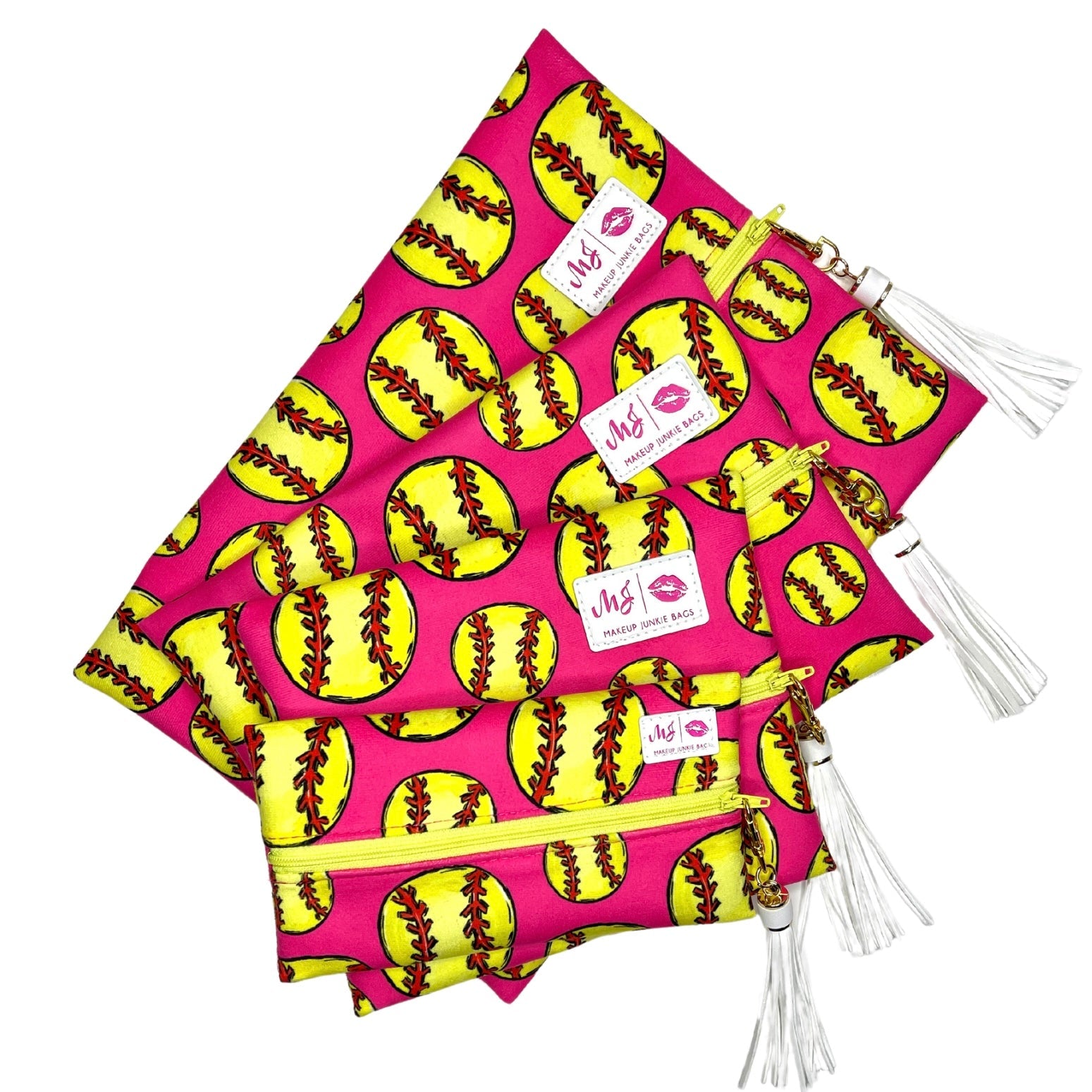 Makeup Junkie Bags Sports Fan Softball Pink