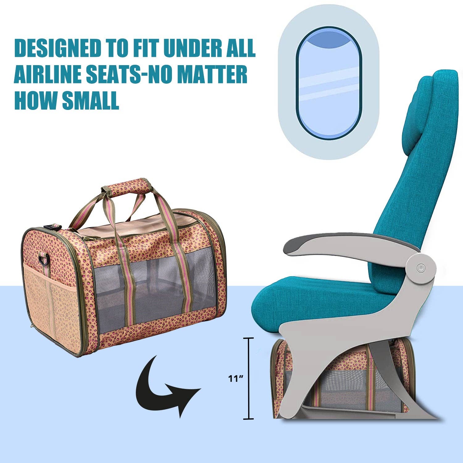 GOOPAWS Soft-Sided Travel Small Dog & Cat Carrier Bag, Orange Cheetah