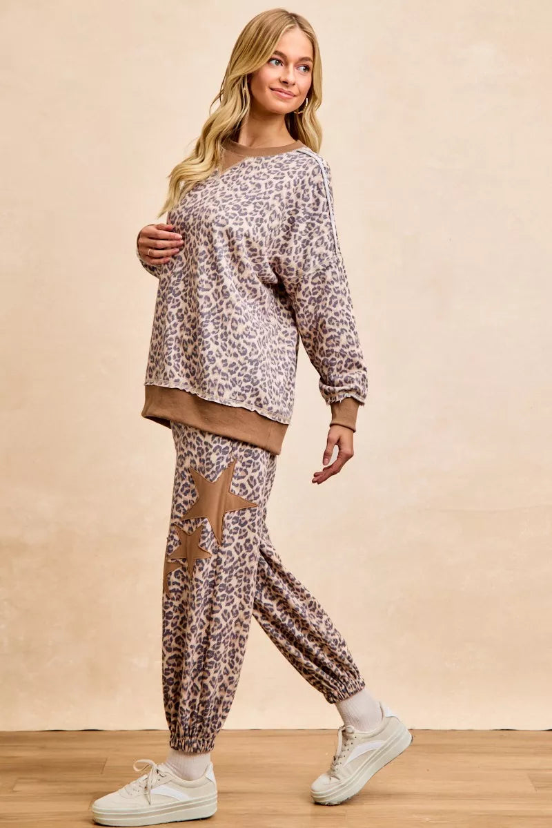 BiBi Leopard Printed French Terry Sweatshirt