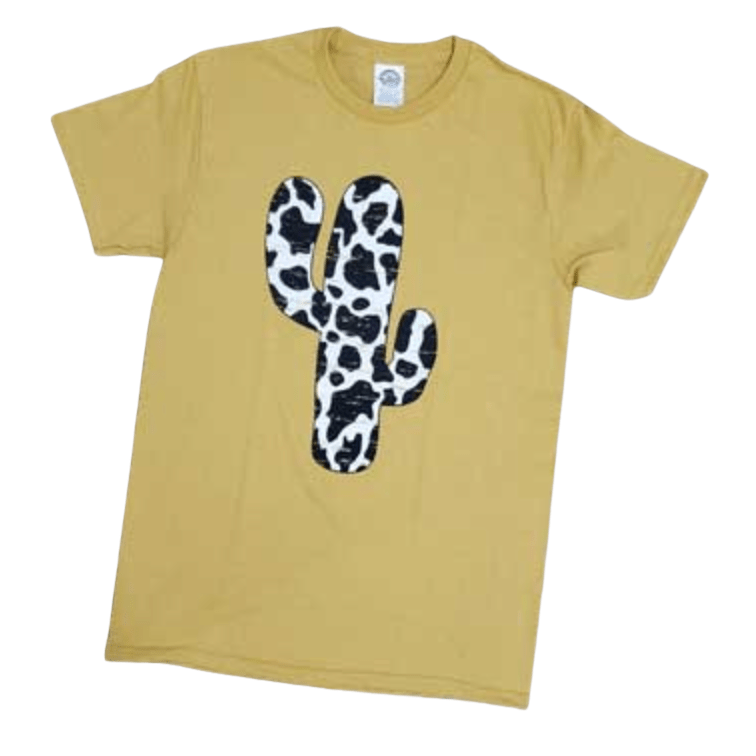 Women - Apparel - Shirts - T-Shirts Cow Print Cactus Graphic Tee