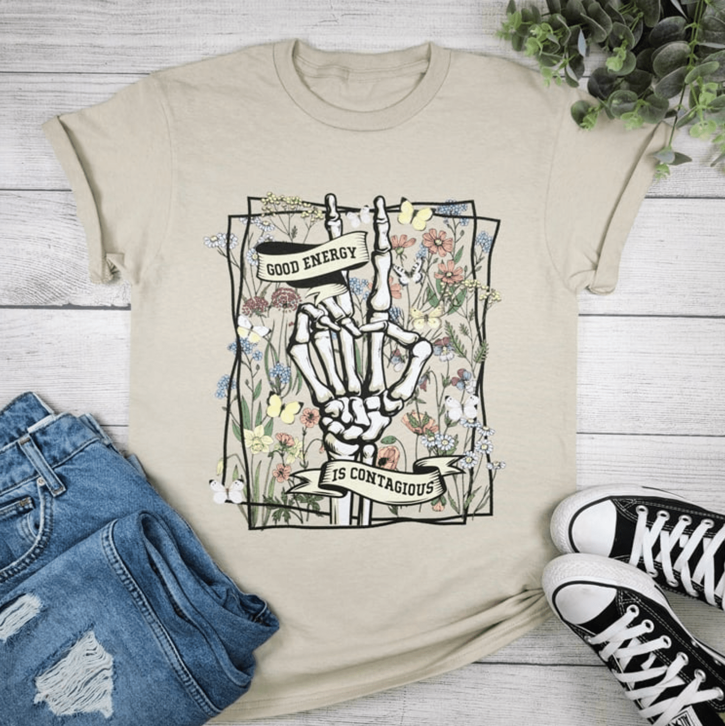 Women - Apparel - Shirts - T-Shirts Good Energy Is Contagious Graphic Tee