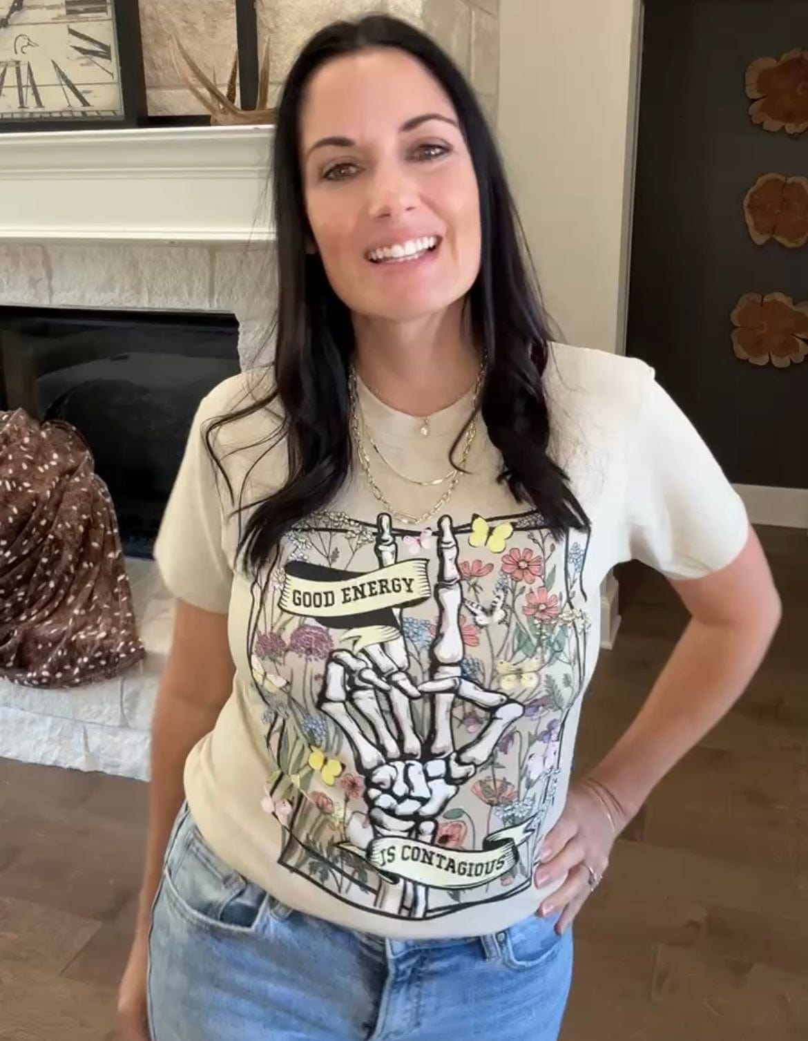 Women - Apparel - Shirts - T-Shirts Good Energy Is Contagious Graphic Tee