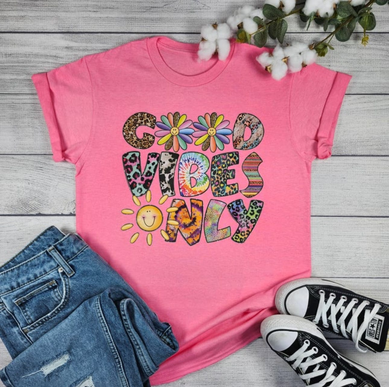 Women - Apparel - Shirts - T-Shirts Good Vibes Only Graphic Tee
