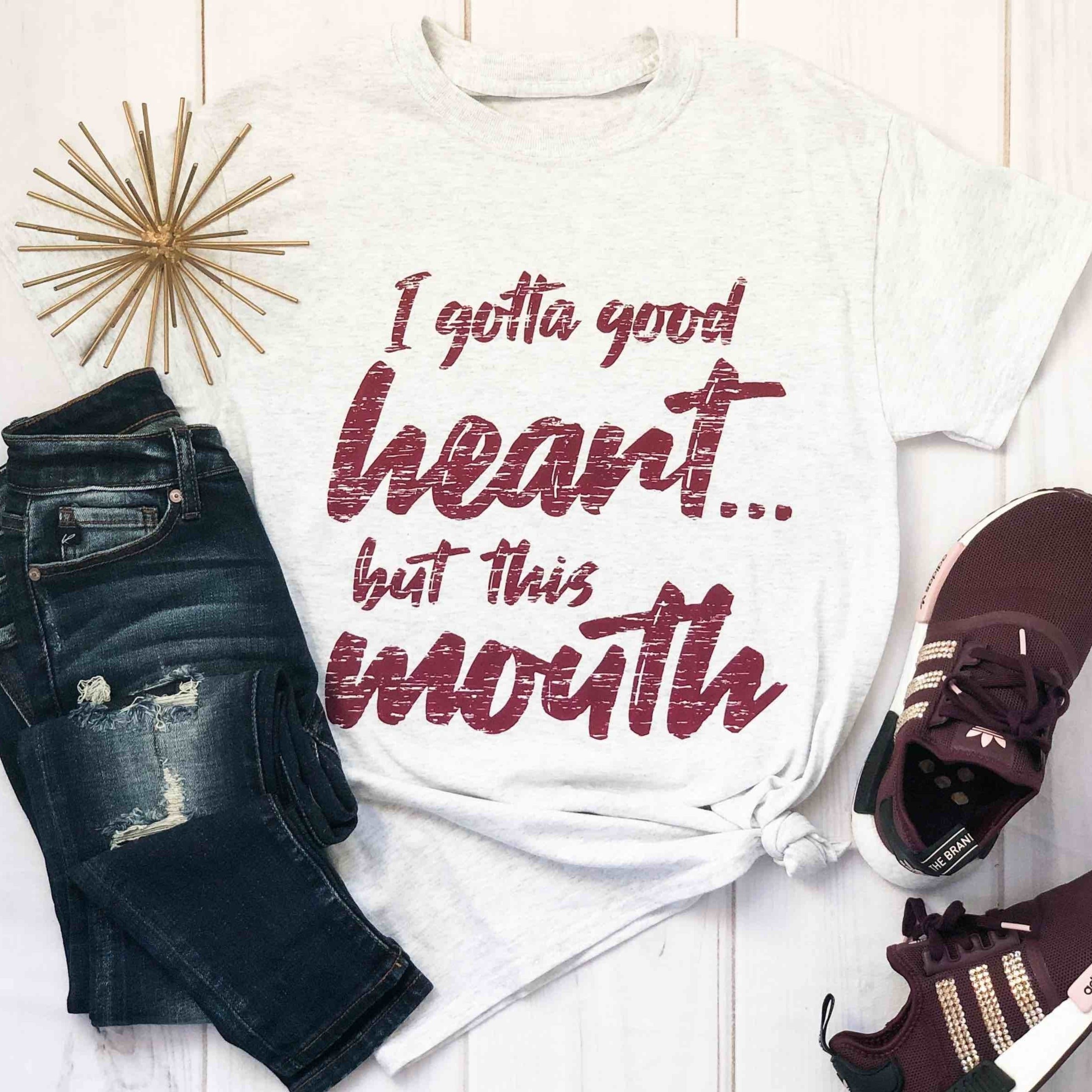 Women - Apparel - Shirts - T-Shirts I Gotta Good Heart But This Mouth Graphic Tee