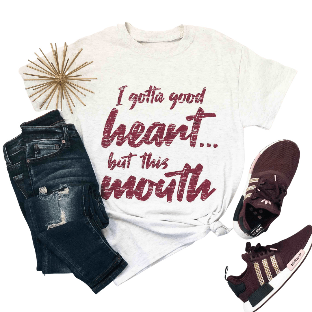 Women - Apparel - Shirts - T-Shirts I Gotta Good Heart But This Mouth Graphic Tee