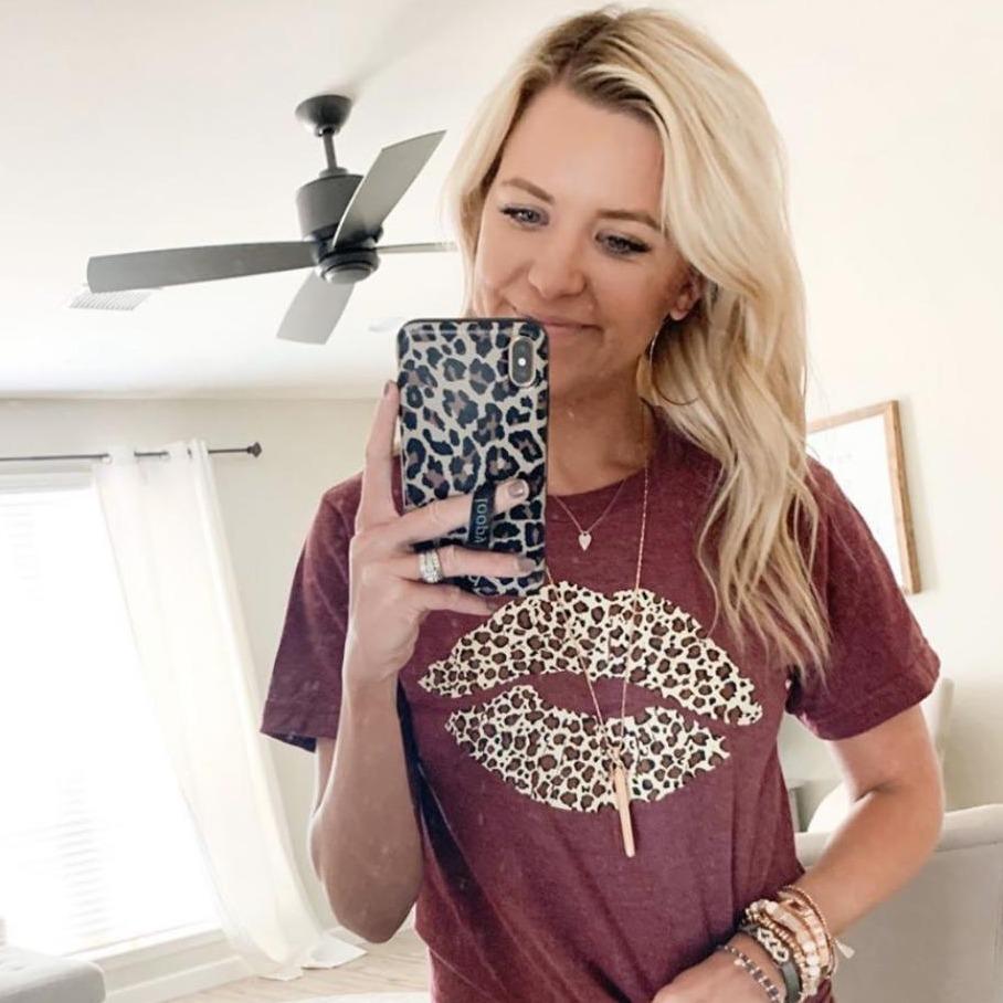 Women - Apparel - Shirts - T-Shirts Leopard Lips Soft Graphic Tee