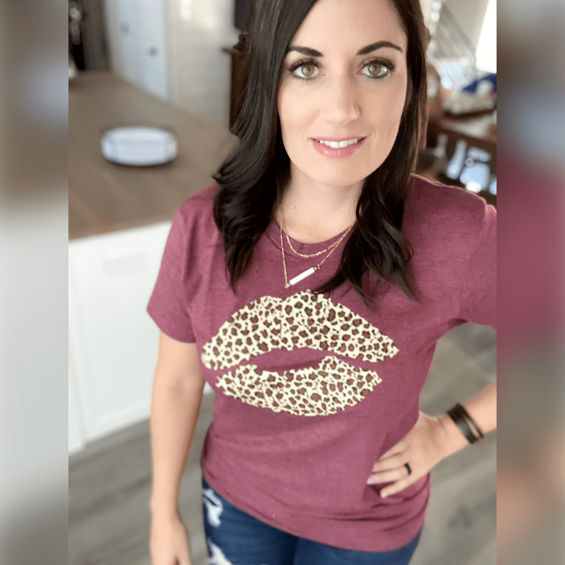 Women - Apparel - Shirts - T-Shirts Leopard Lips Soft Graphic Tee