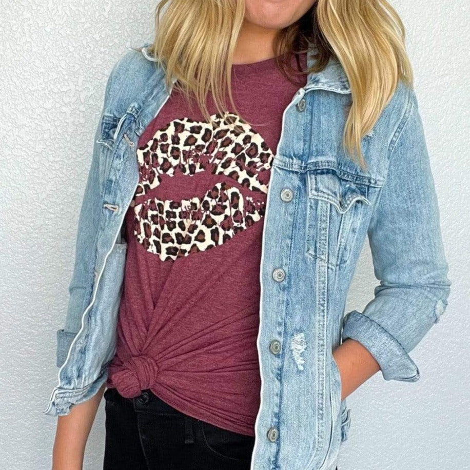 Women - Apparel - Shirts - T-Shirts Leopard Lips Soft Graphic Tee