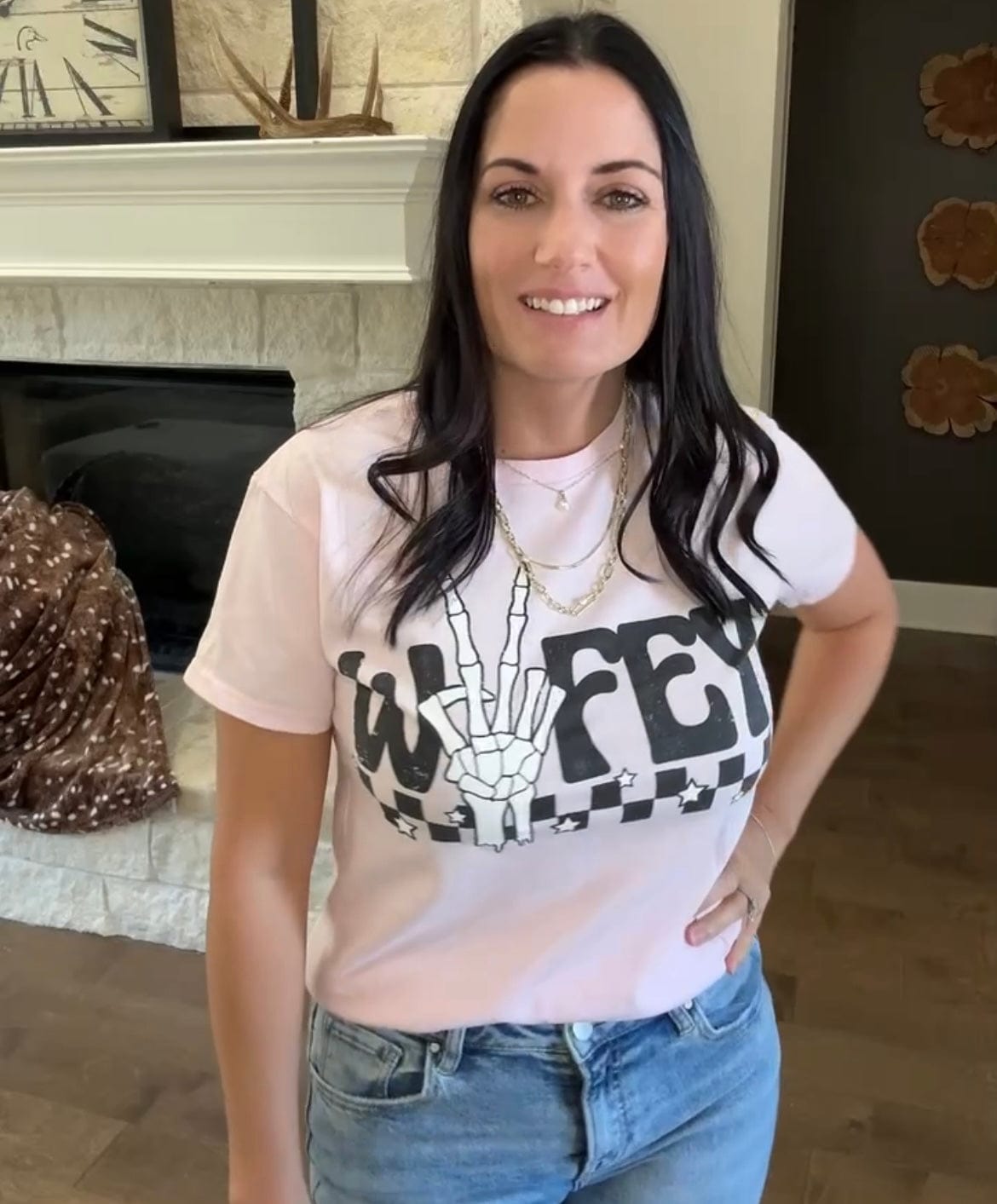 Women - Apparel - Shirts - T-Shirts Peace Checker Wifey Graphic Tee