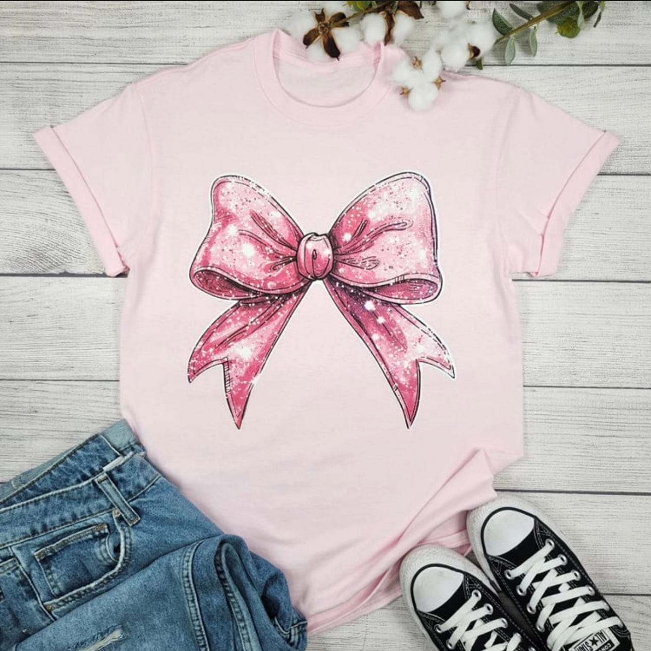 Women - Apparel - Shirts - T-Shirts Preppy Pink Bow Graphic Tee