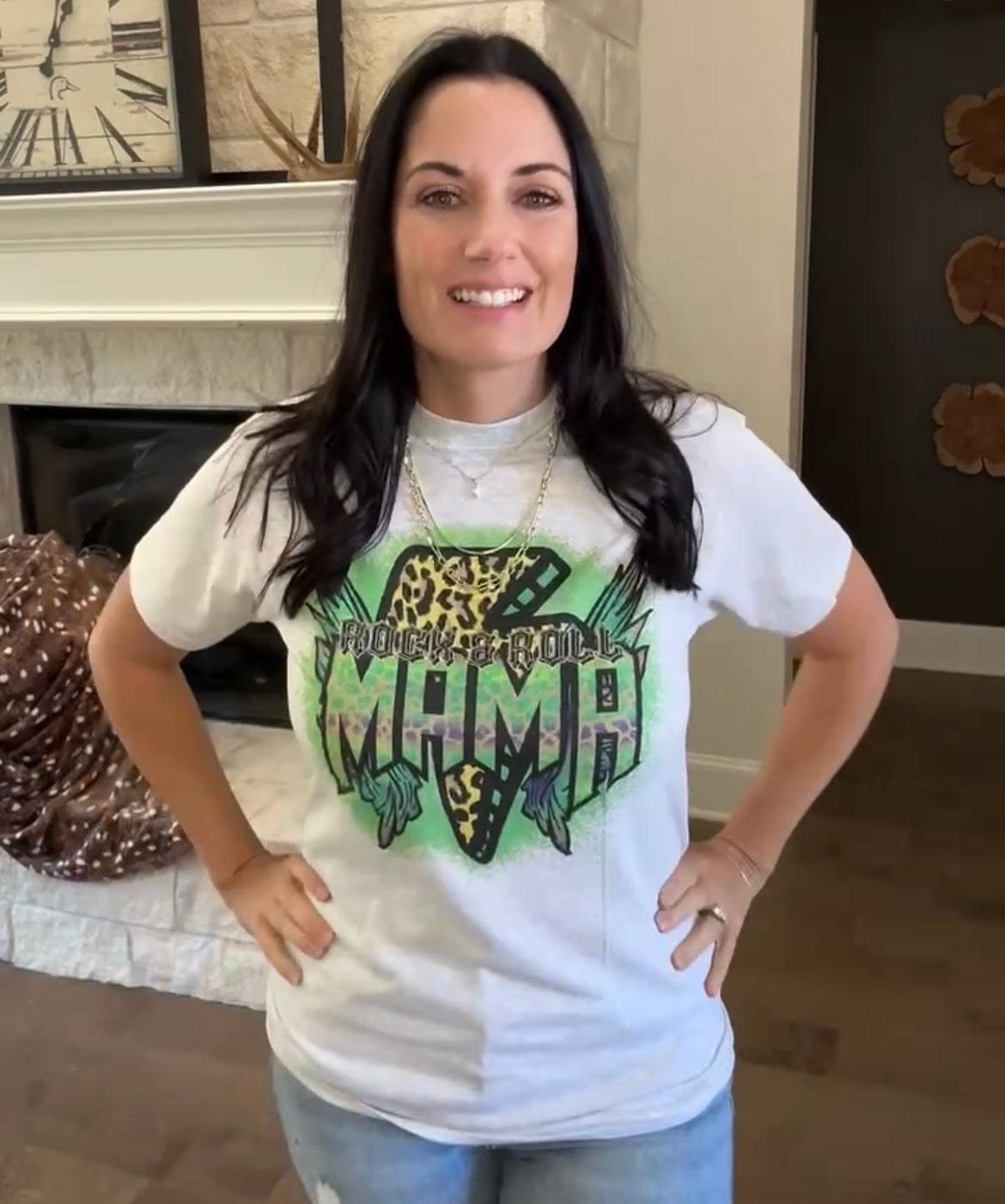 Women - Apparel - Shirts - T-Shirts Rock & Roll Leopard Mama Graphic Tee