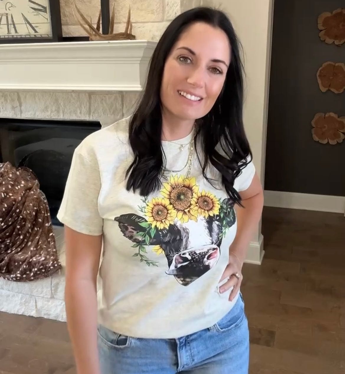 Women - Apparel - Shirts - T-Shirts Sunflower Cow Graphic Tee