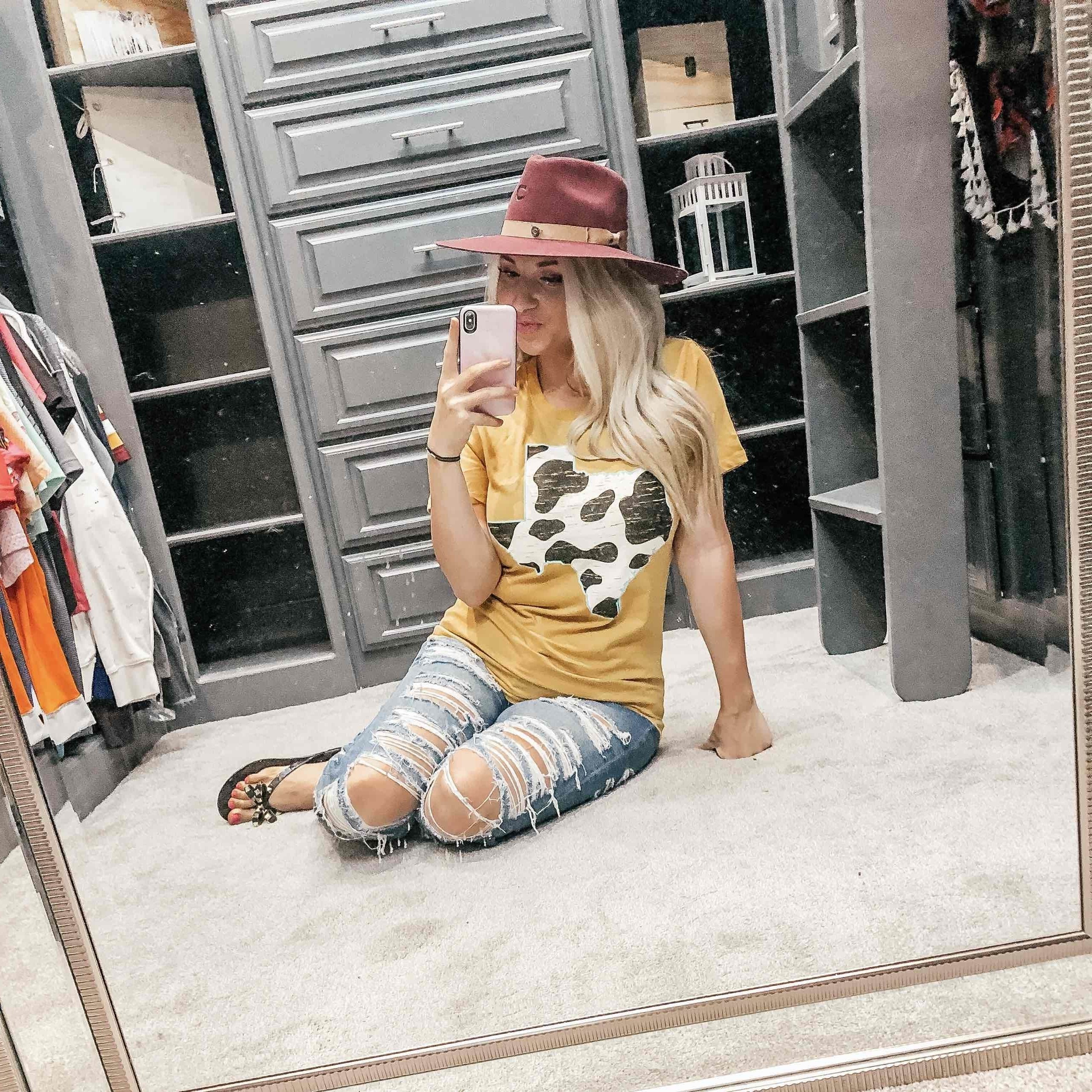 Texas Cow Pattern Graphic Tee