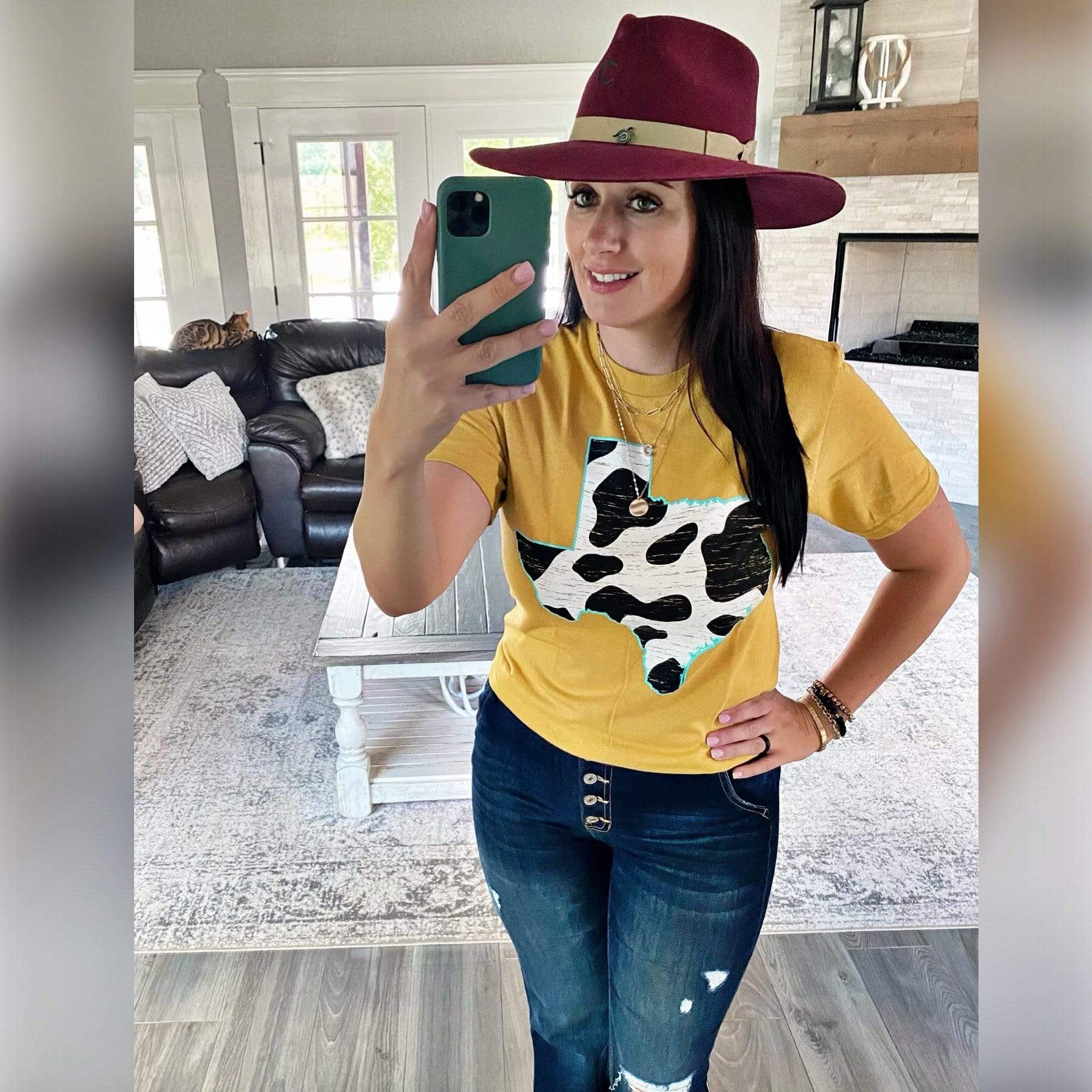 Texas Cow Pattern Graphic Tee