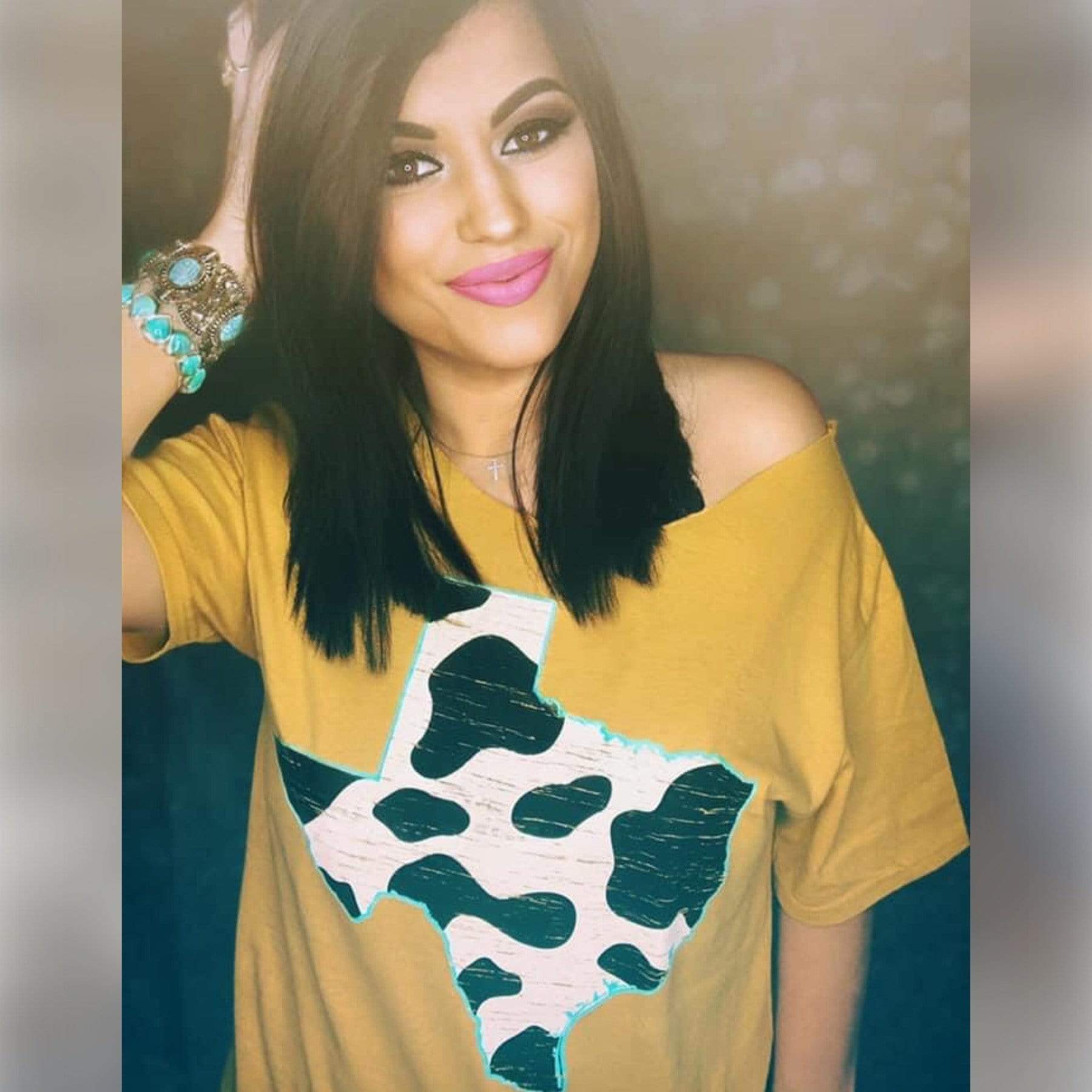 Texas Cow Pattern Graphic Tee