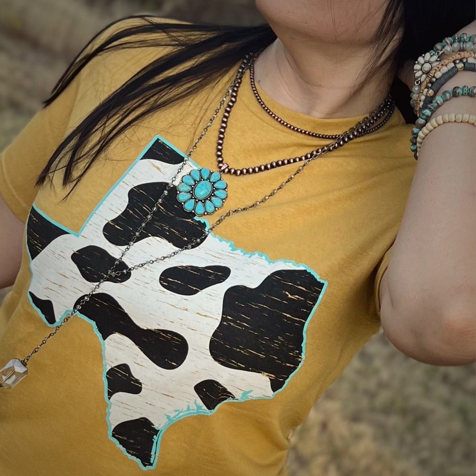 Texas Cow Pattern Graphic Tee
