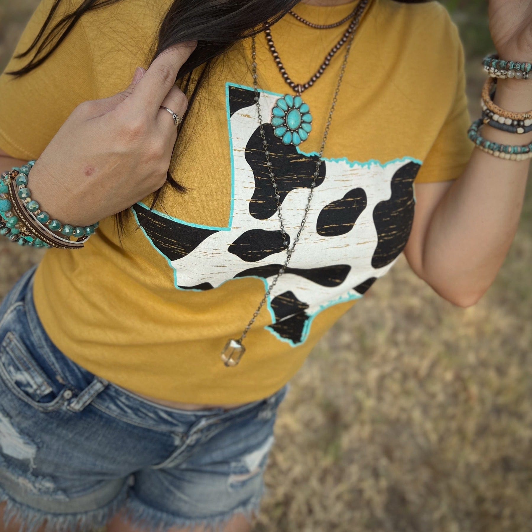 Texas Cow Pattern Graphic Tee