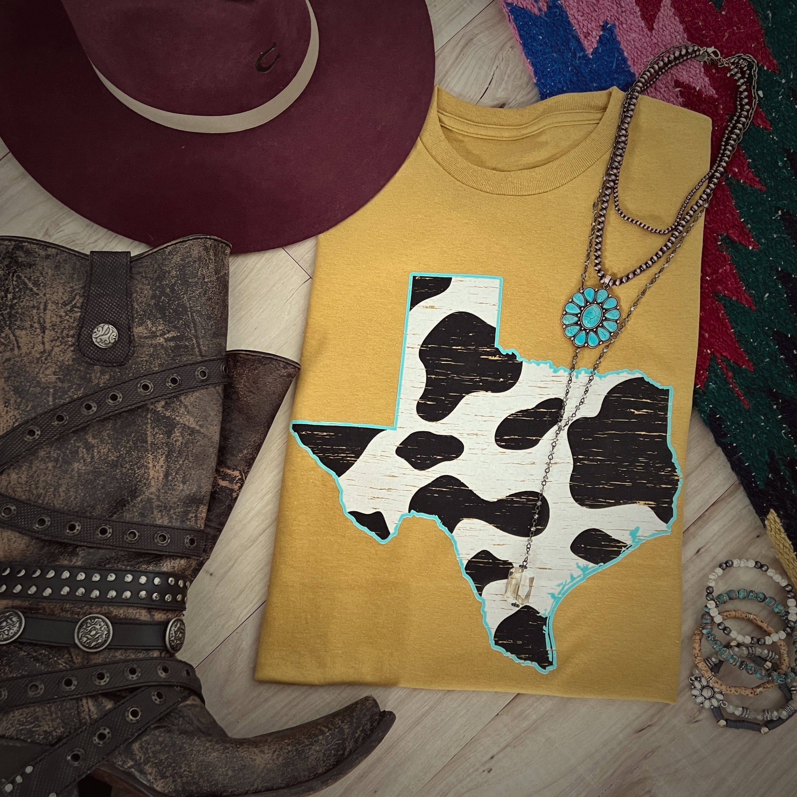 Texas Cow Pattern Graphic Tee